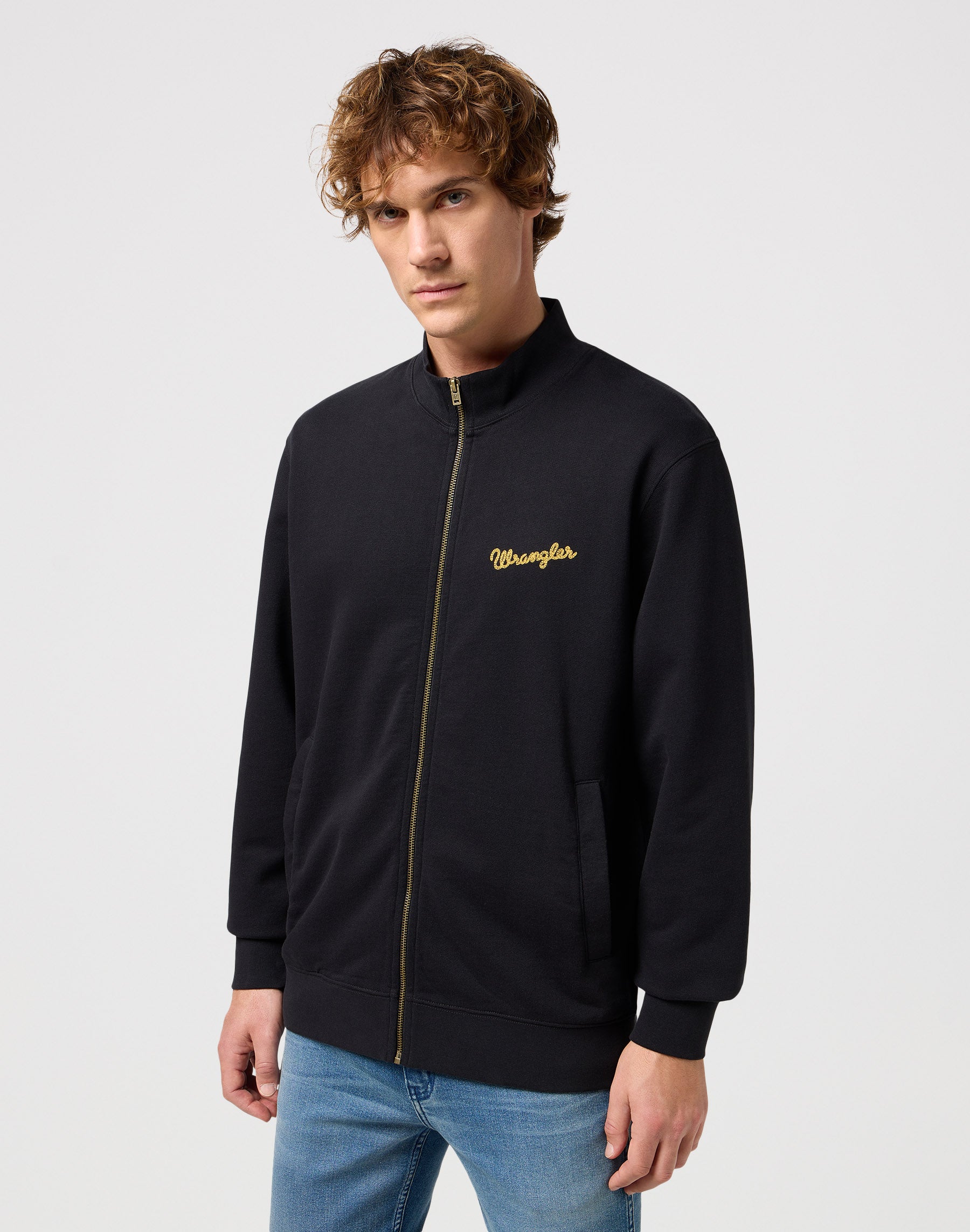 Funnel Neck Zip in Black Sweat-shirts Wrangler