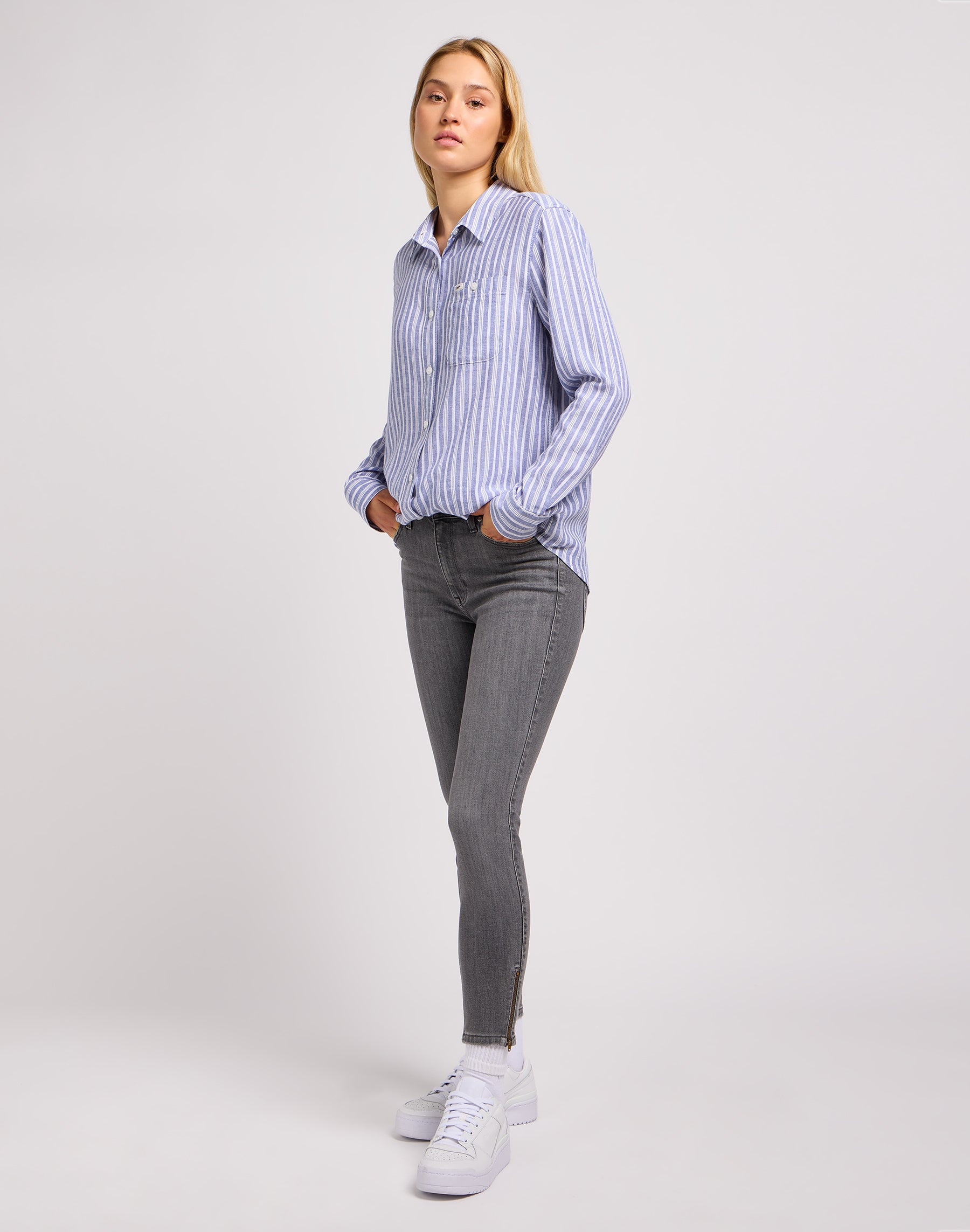 Scarlett High Zip en jeans Ash Stone Lee