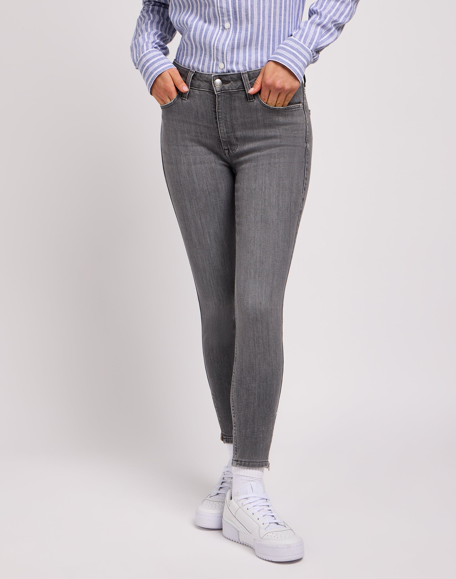 Scarlett High Zip en jeans Ash Stone Lee