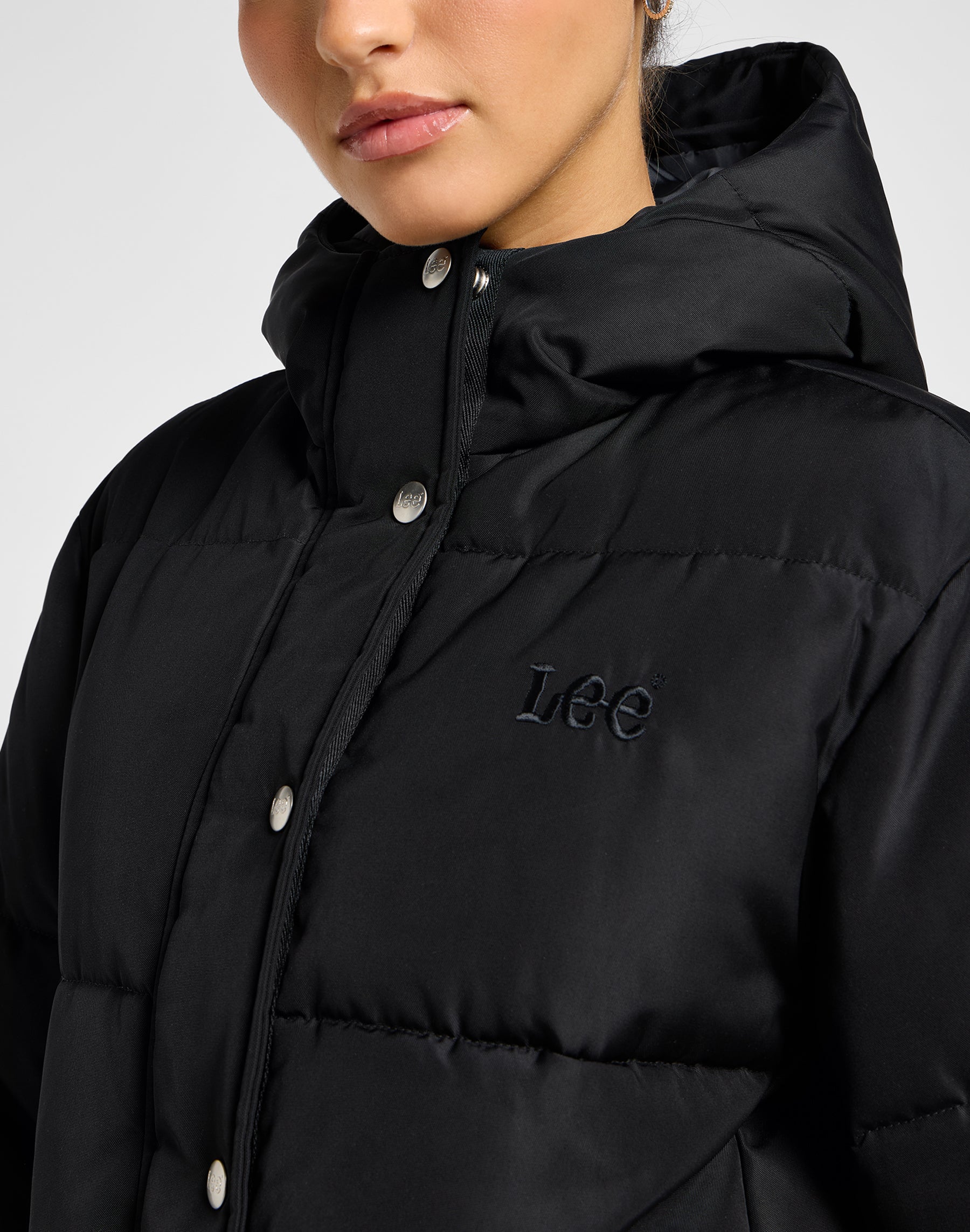 Long Puffer Jacket in Unionall Black Vestes Lee