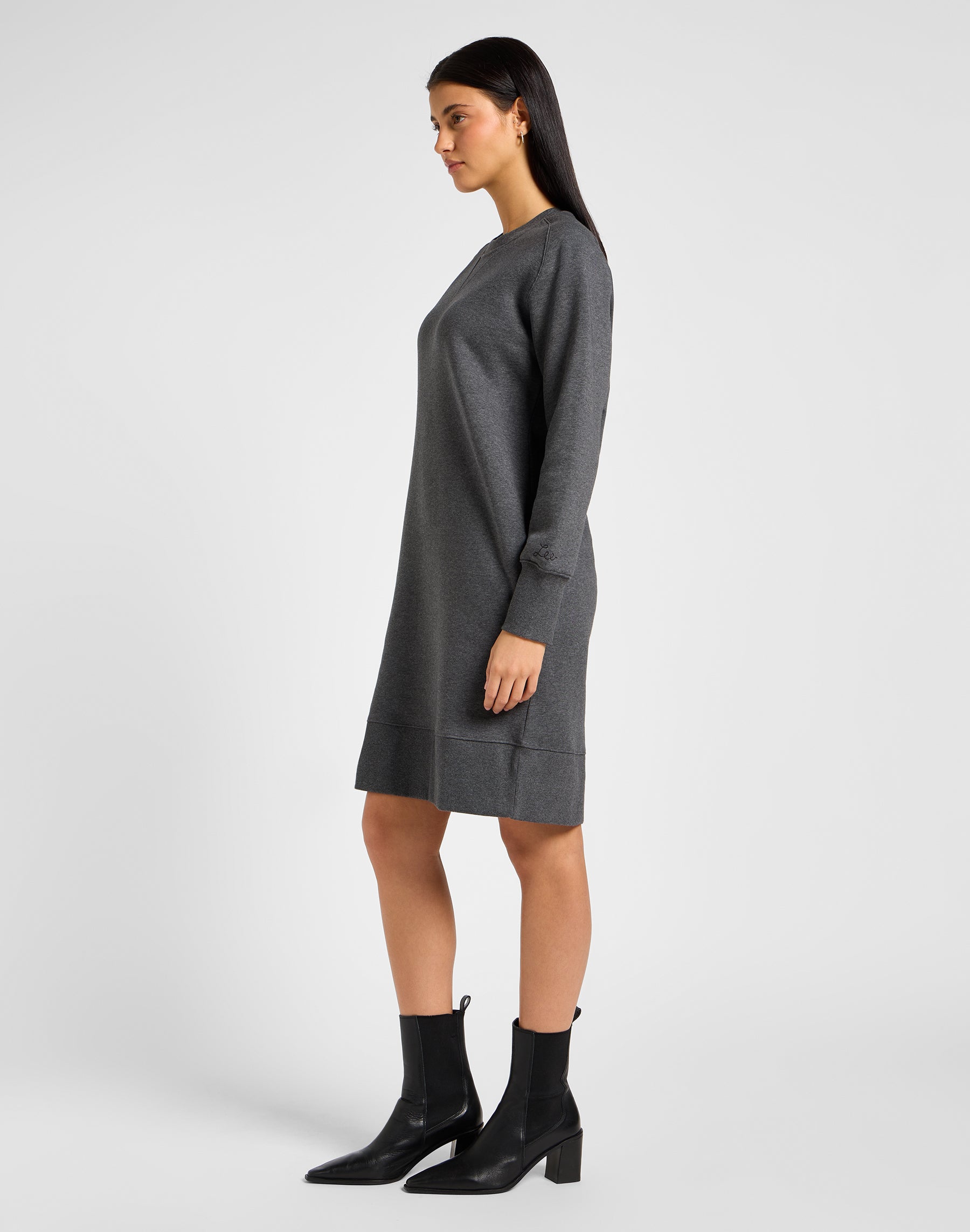 Robe raglan sweat dans les robes Charcoal Heather Lee