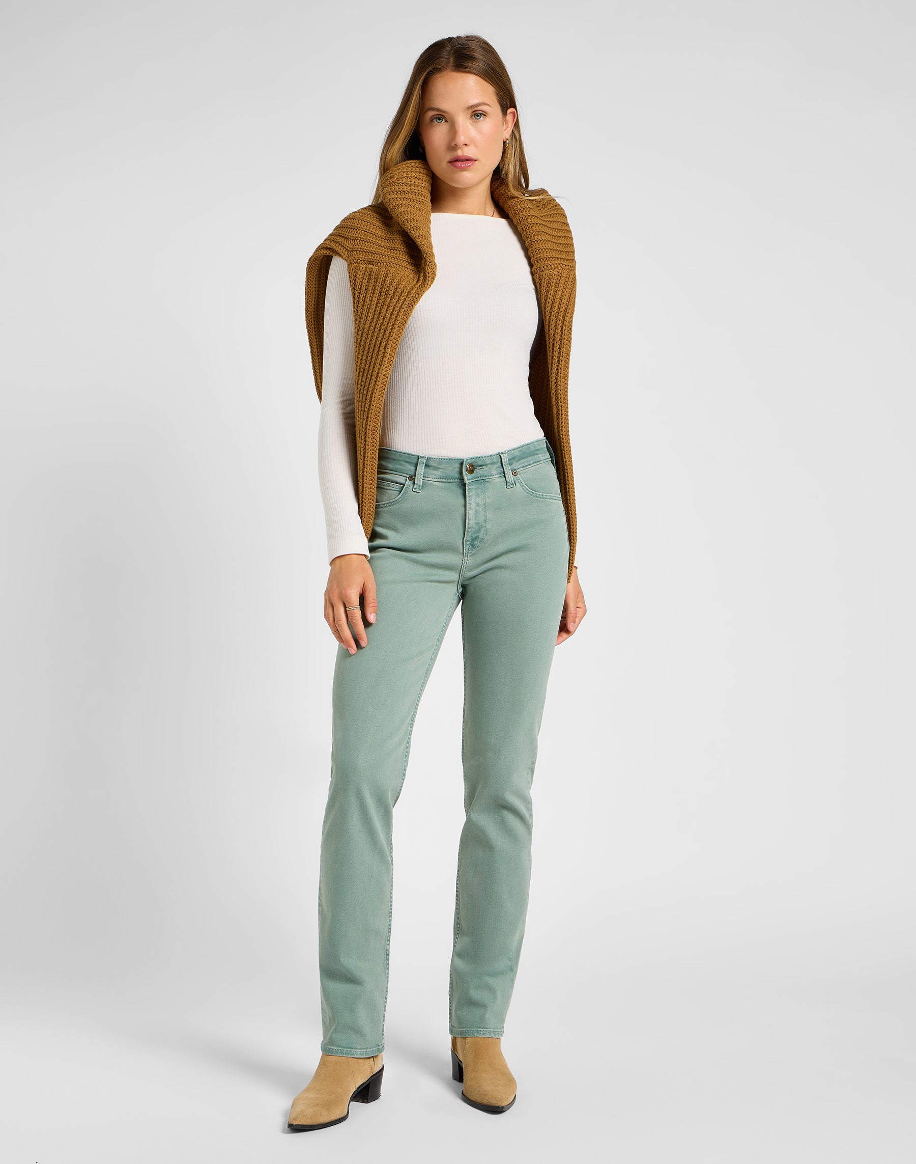 Pantalon Marion Straight in Muted Sage Lee