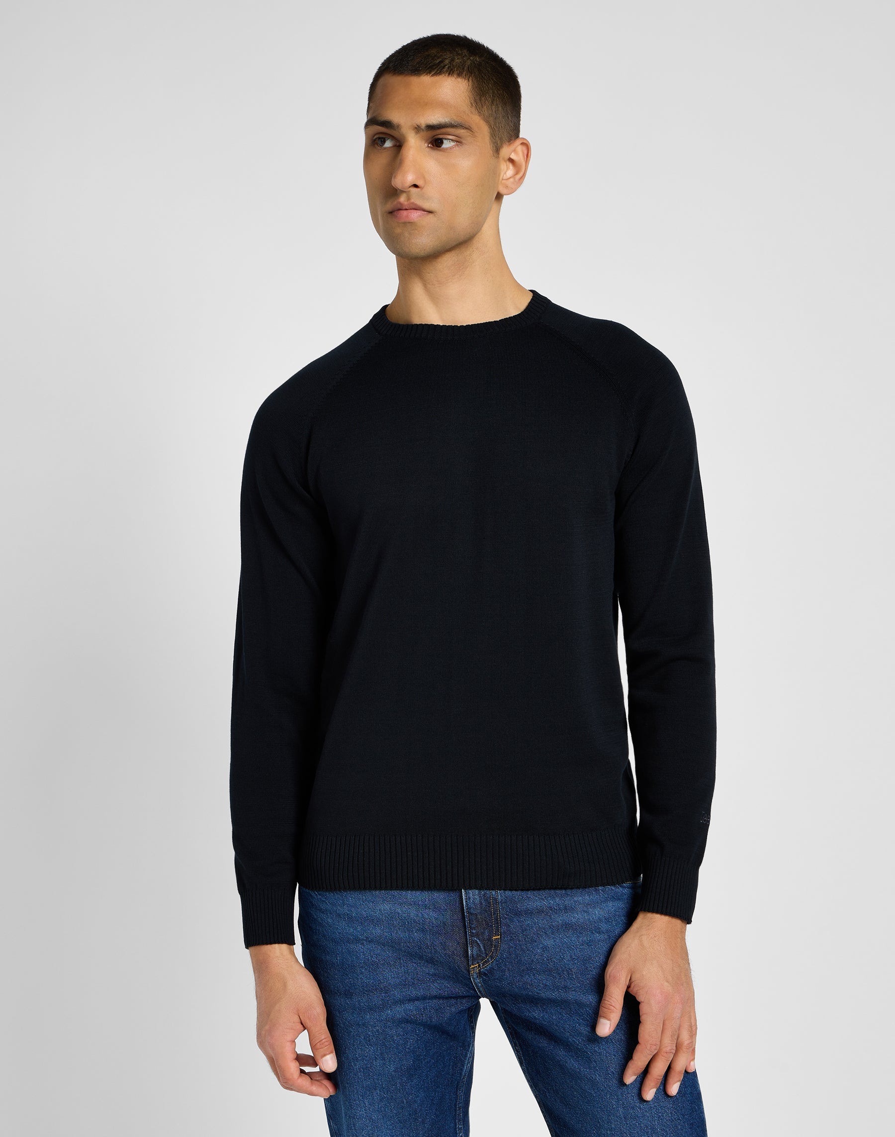 Clean Raglan Sweater in Black Sweatshirts Lee