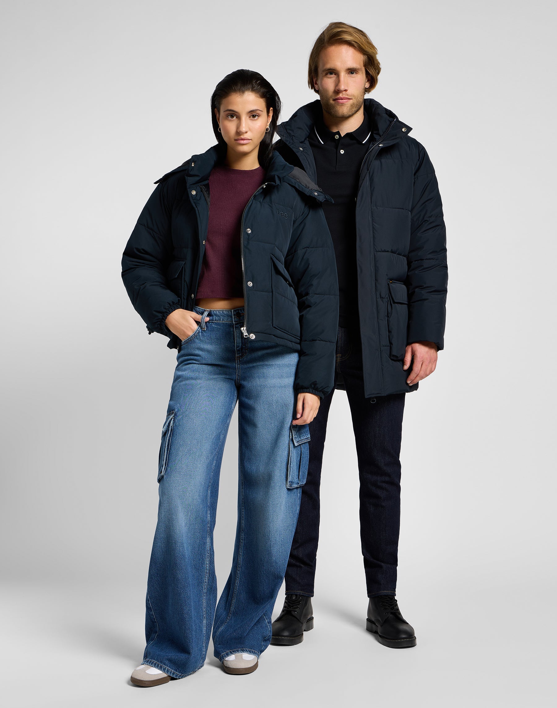 Long Puffer Jacket in Black Vestes Lee