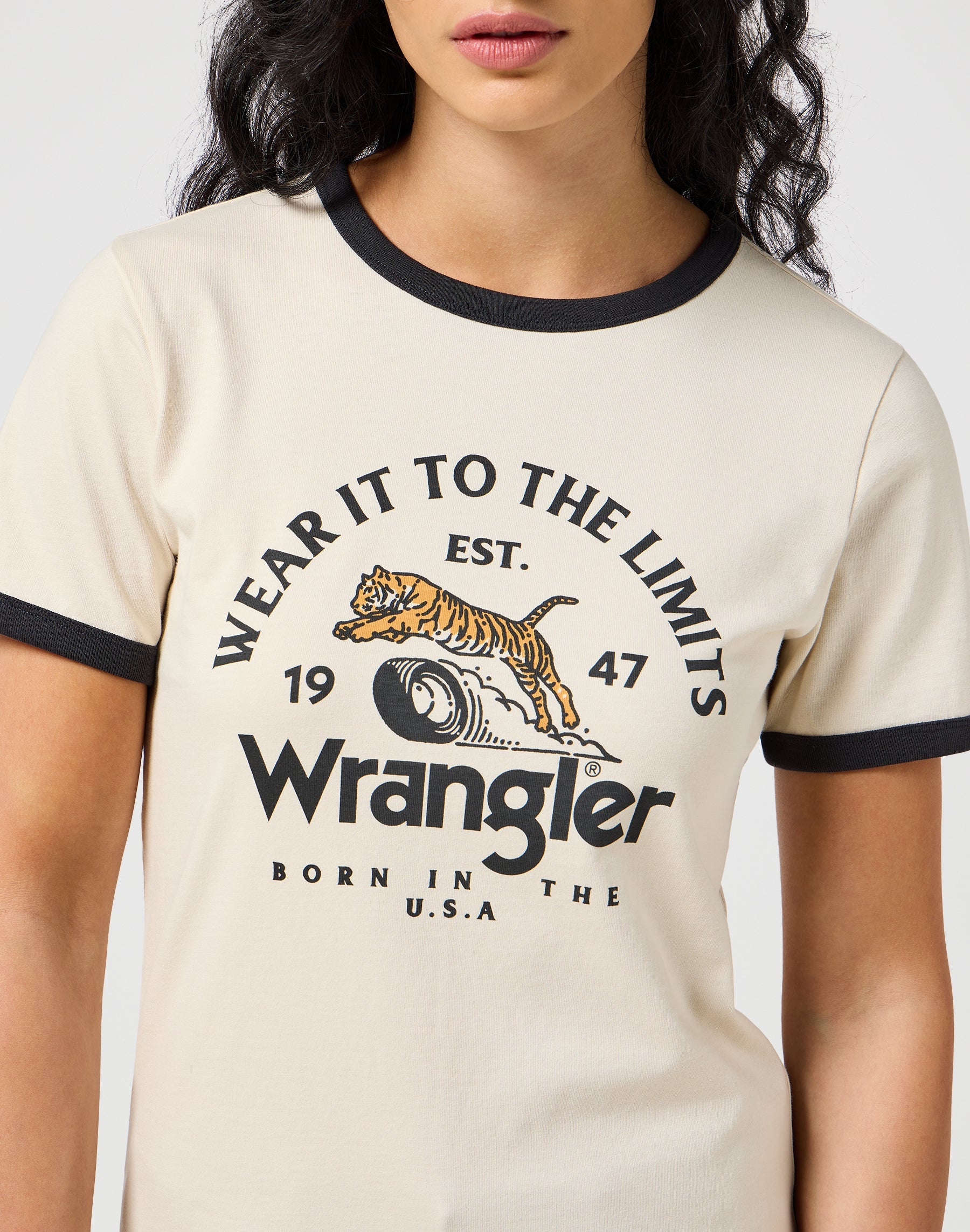 Tee Ringer en blanc vintage T-shirts Wrangler