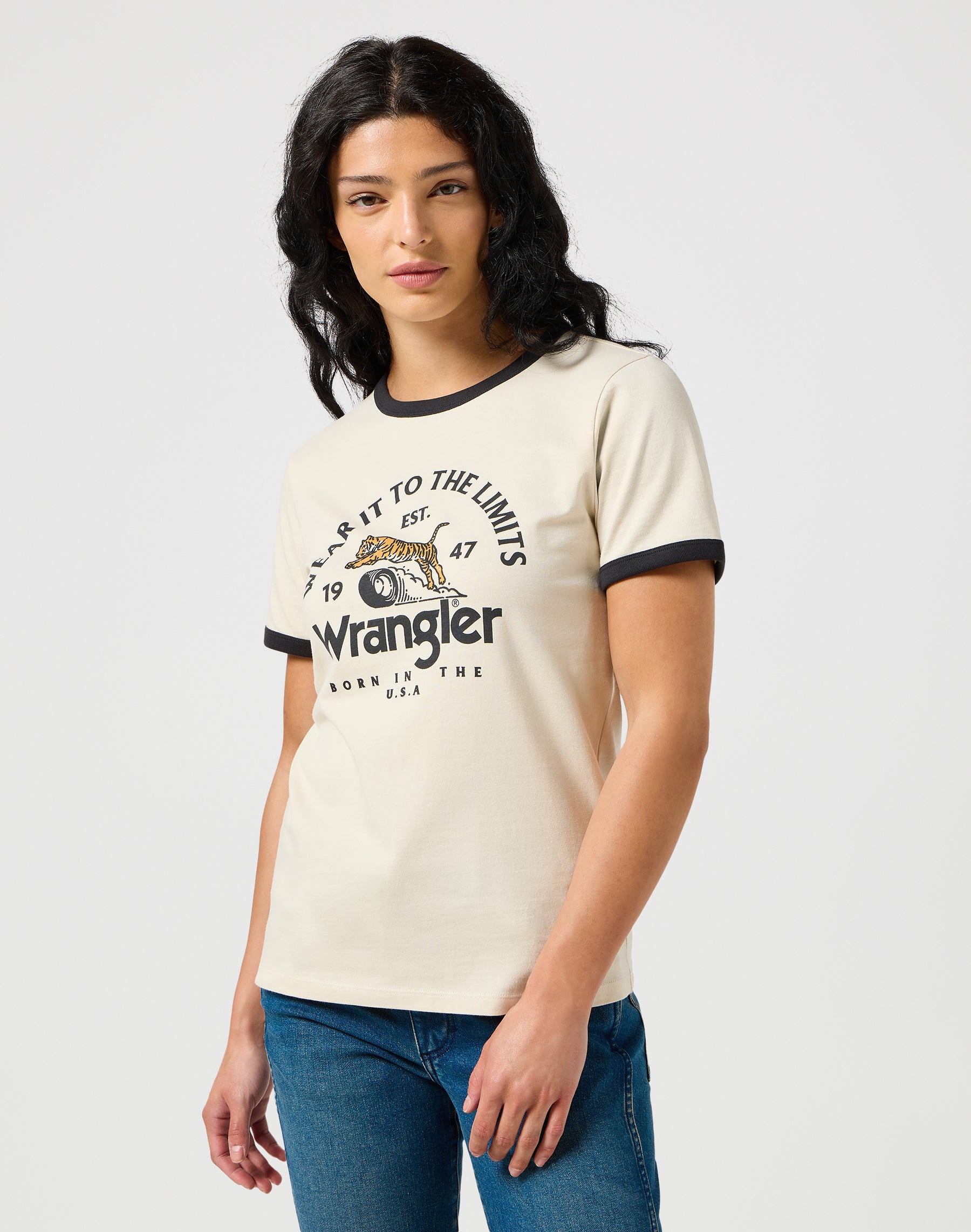 Tee Ringer en blanc vintage T-shirts Wrangler