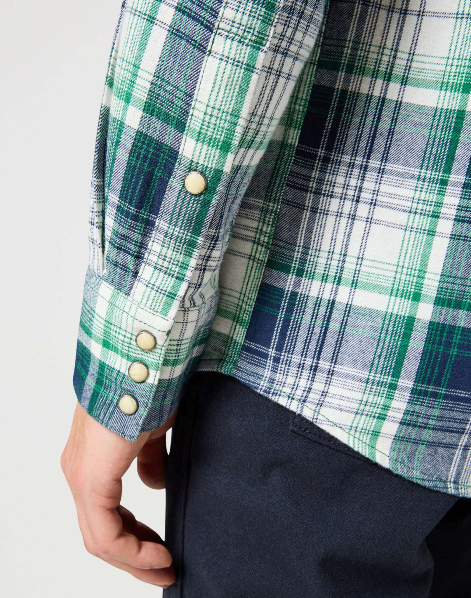 Western Shirt in Green Blue Chemises Wrangler