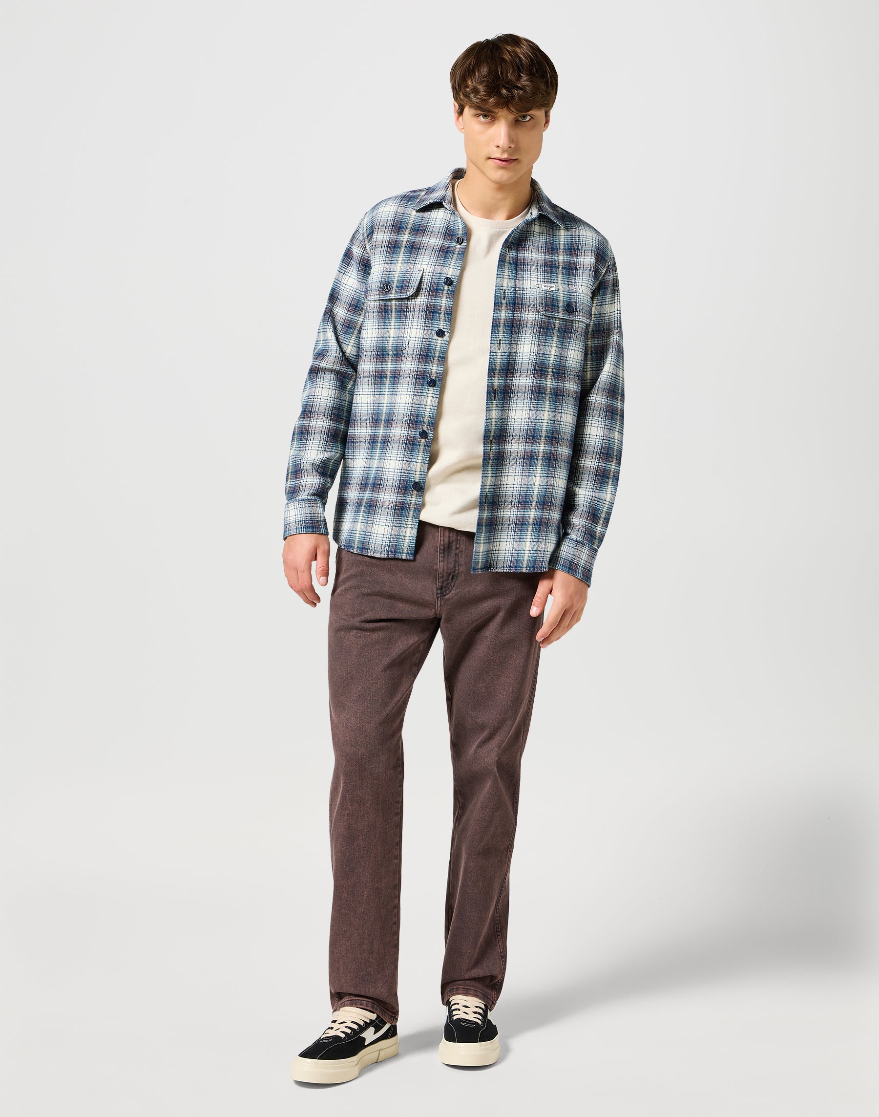 Two Pocket Shirt in Blue Grey Chemises Wrangler