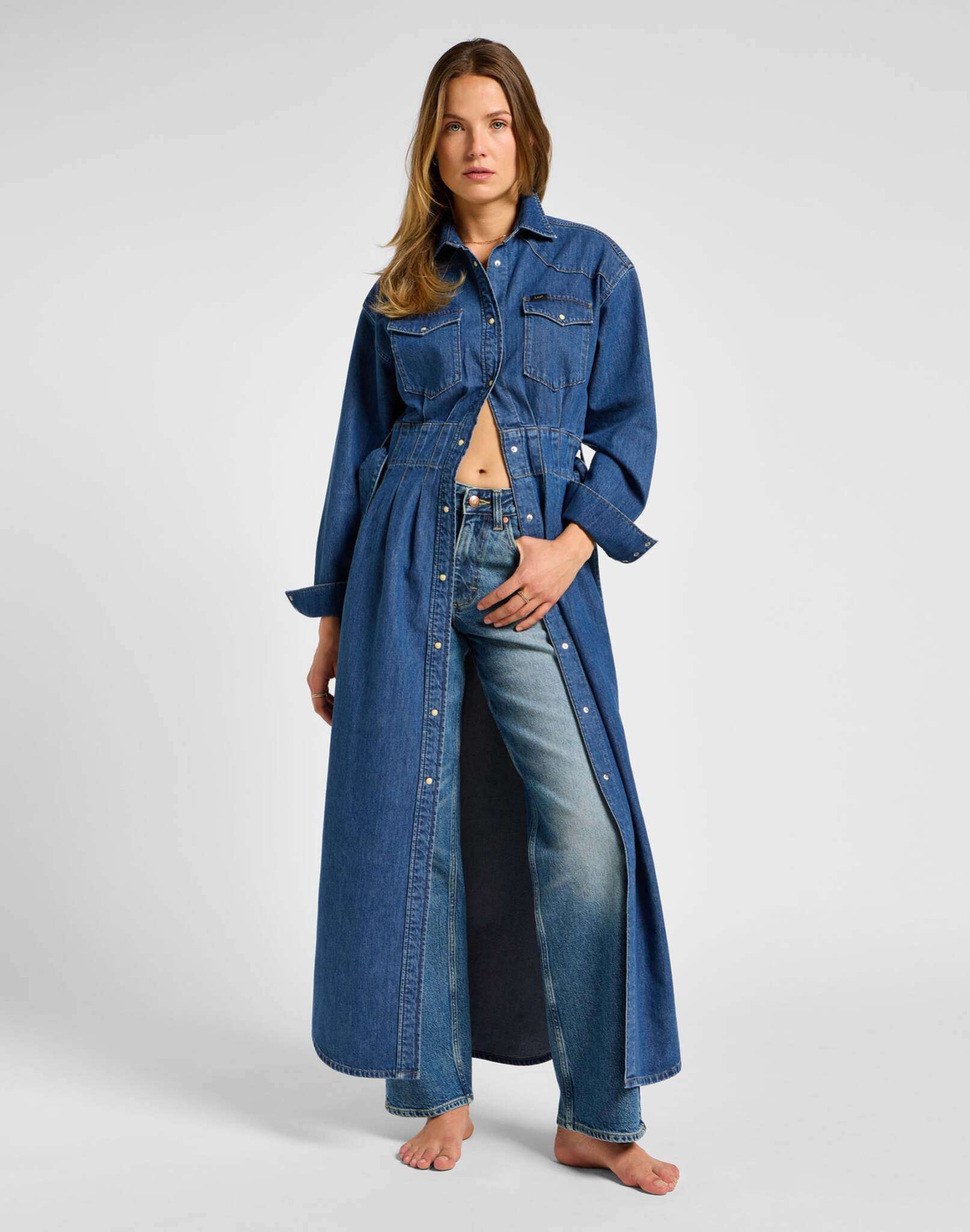 Belted Western Dress in Blue Fusion Robes Lee
