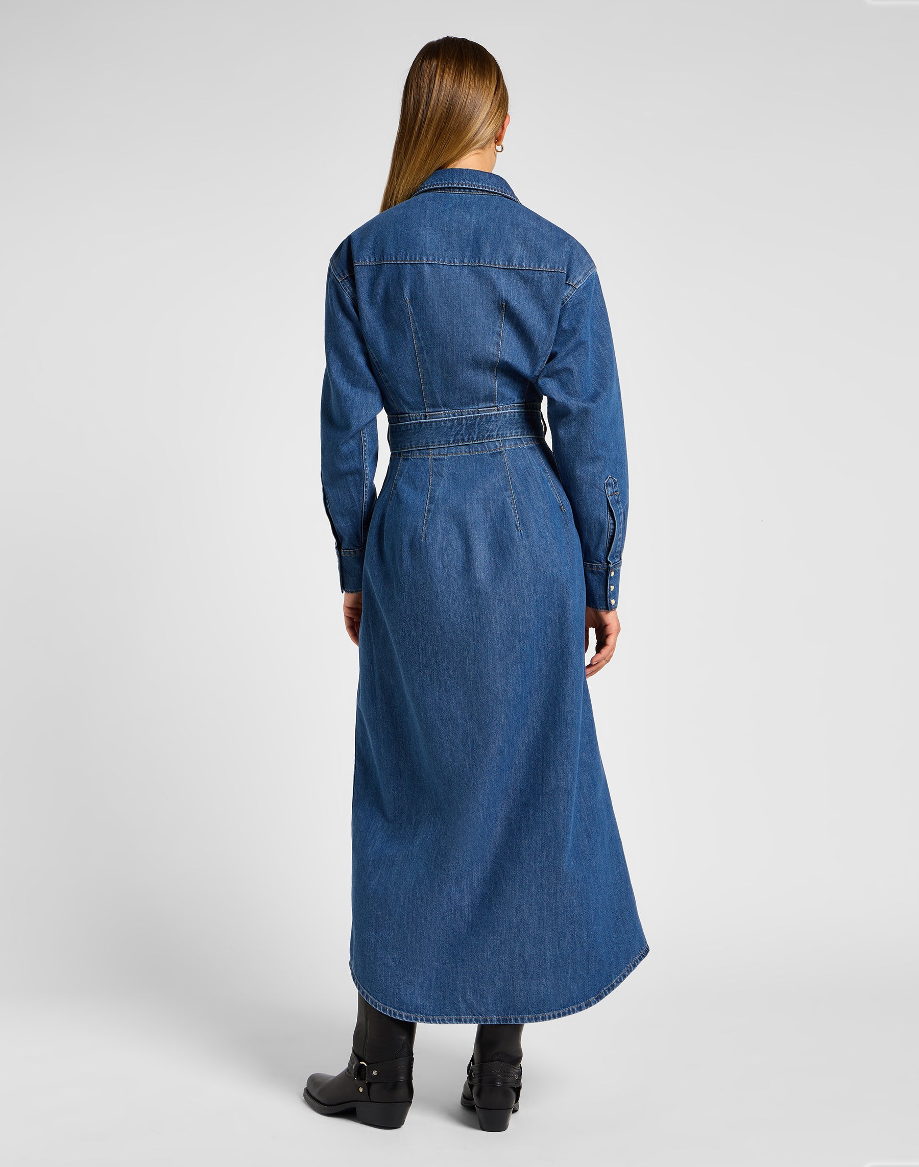 Belted Western Dress in Blue Fusion Robes Lee