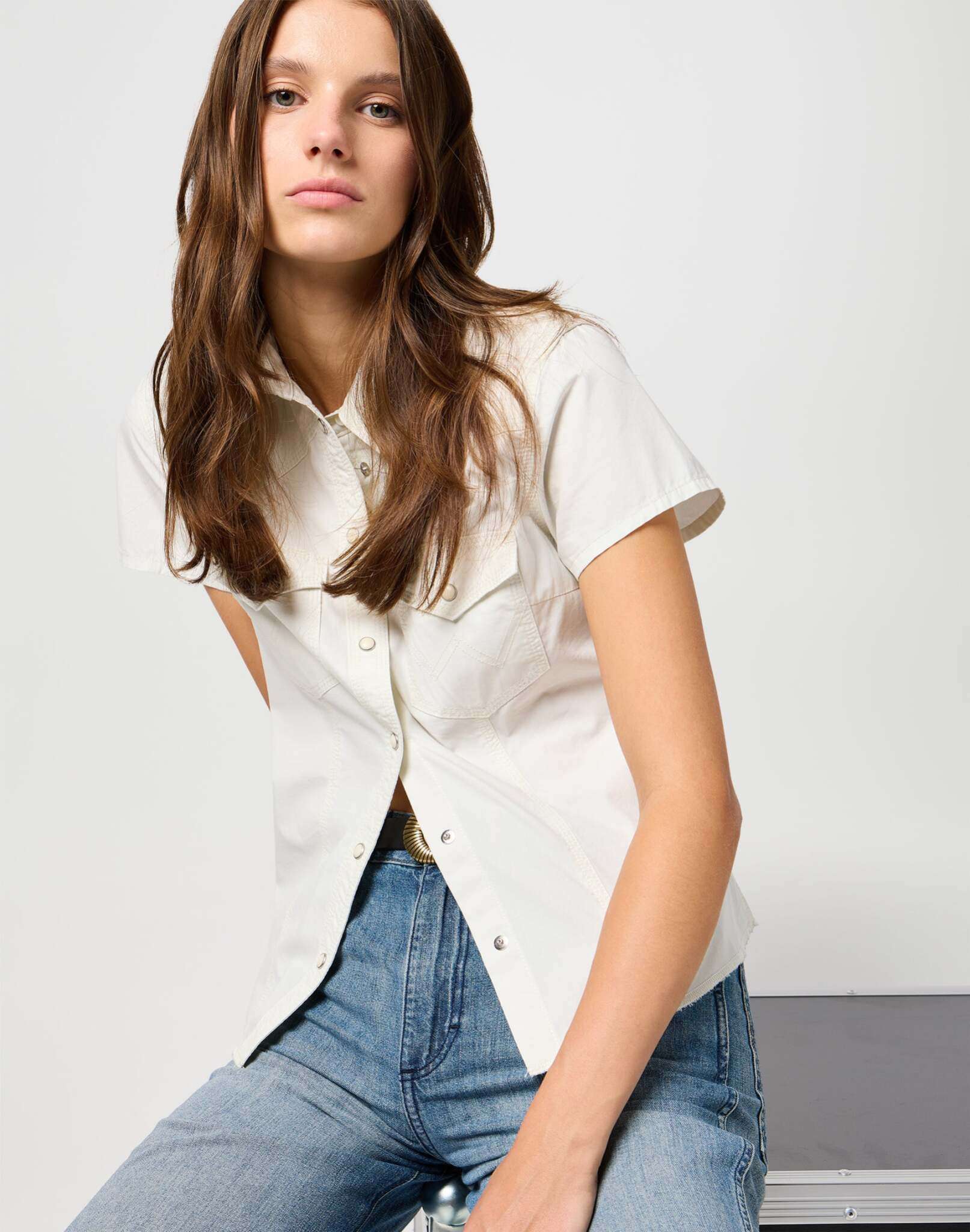 Shrunken Shirt in Vintage White Chemises Wrangler