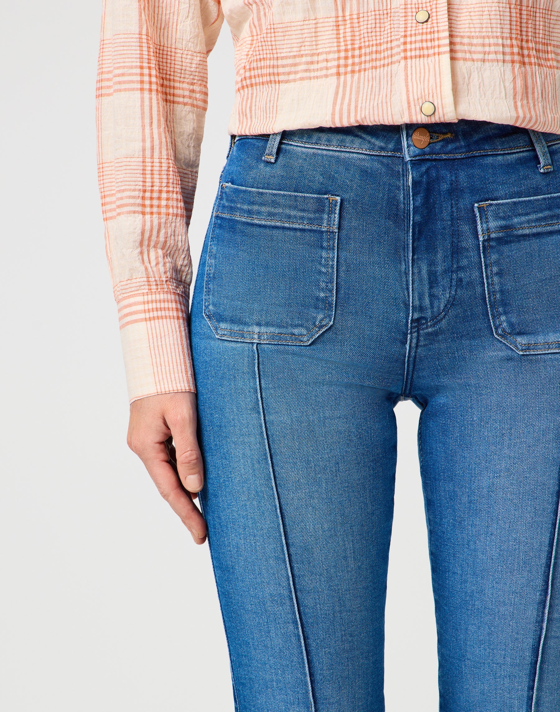 Flare en jeans bleu solide Wrangler