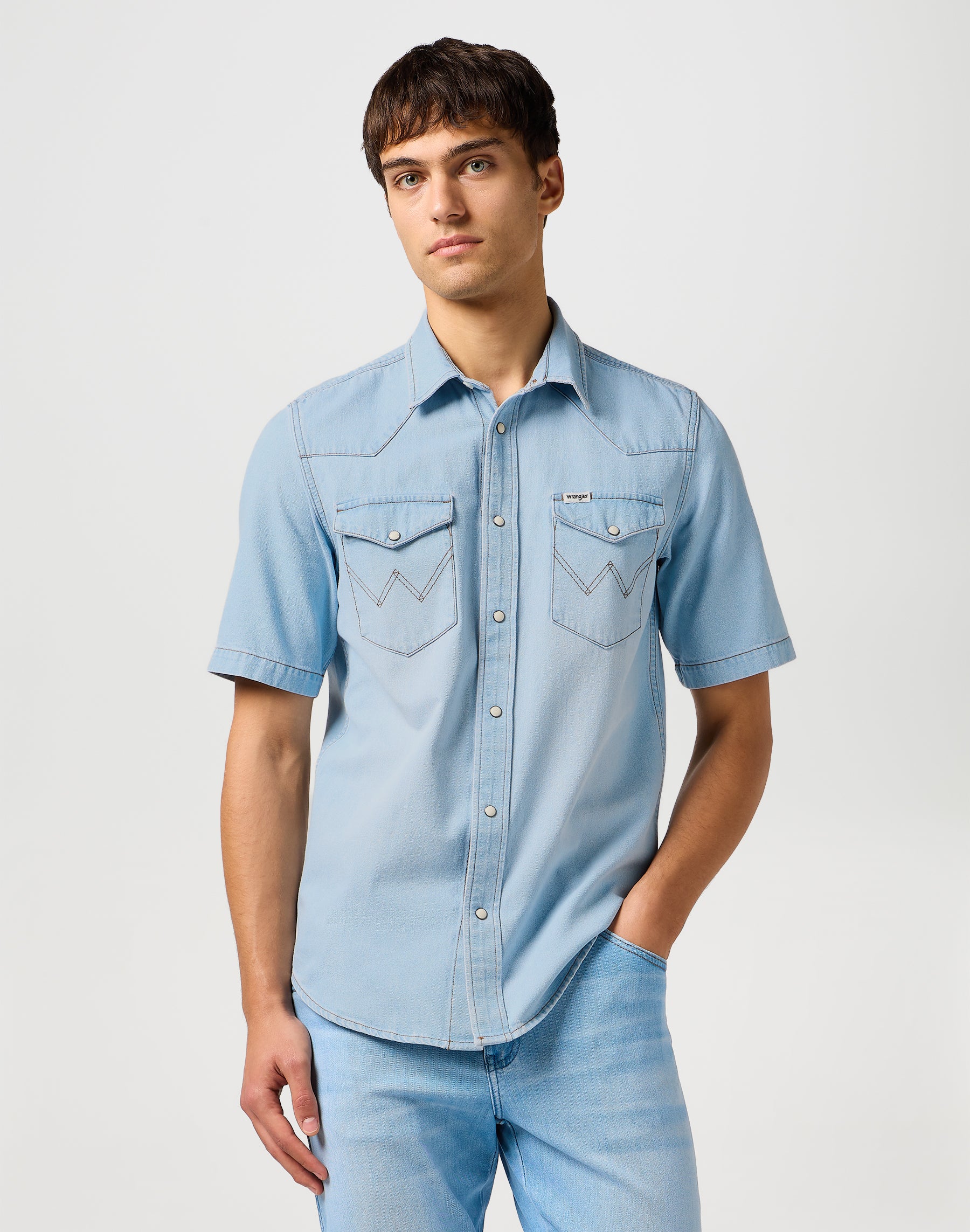 Ss Western Shirt in Authentic Tint Chemises Wrangler