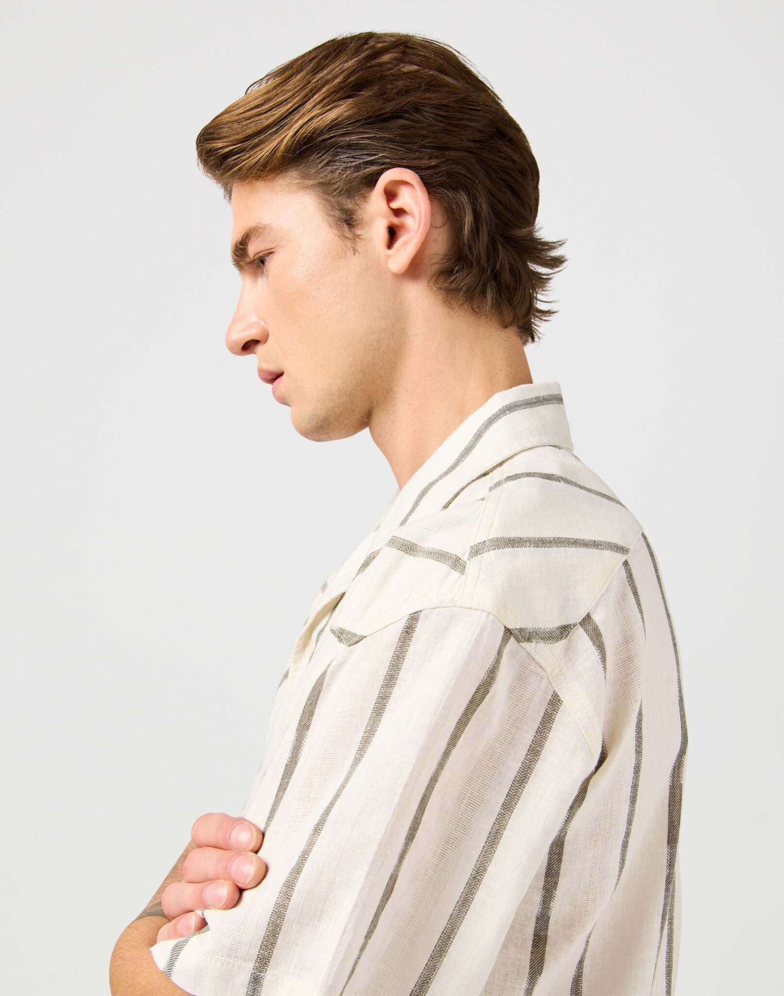 Ss W Resort Shirt in Natural Stripe Chemises Wrangler
