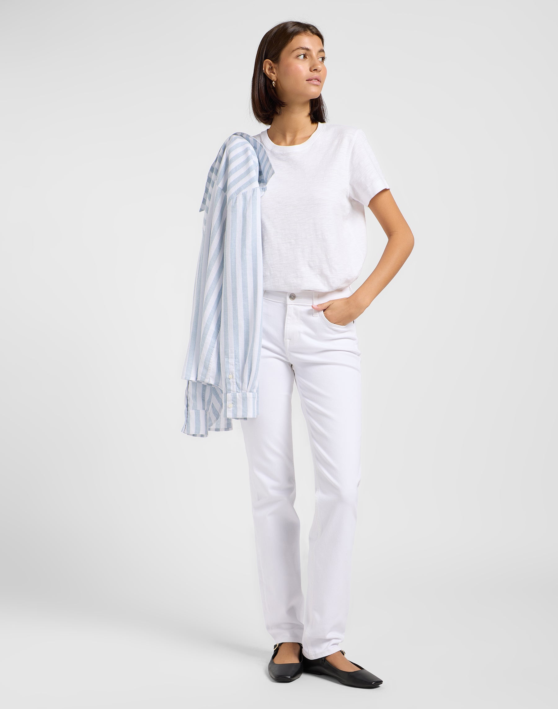 Marion Straight in Bright White Jeans Lee