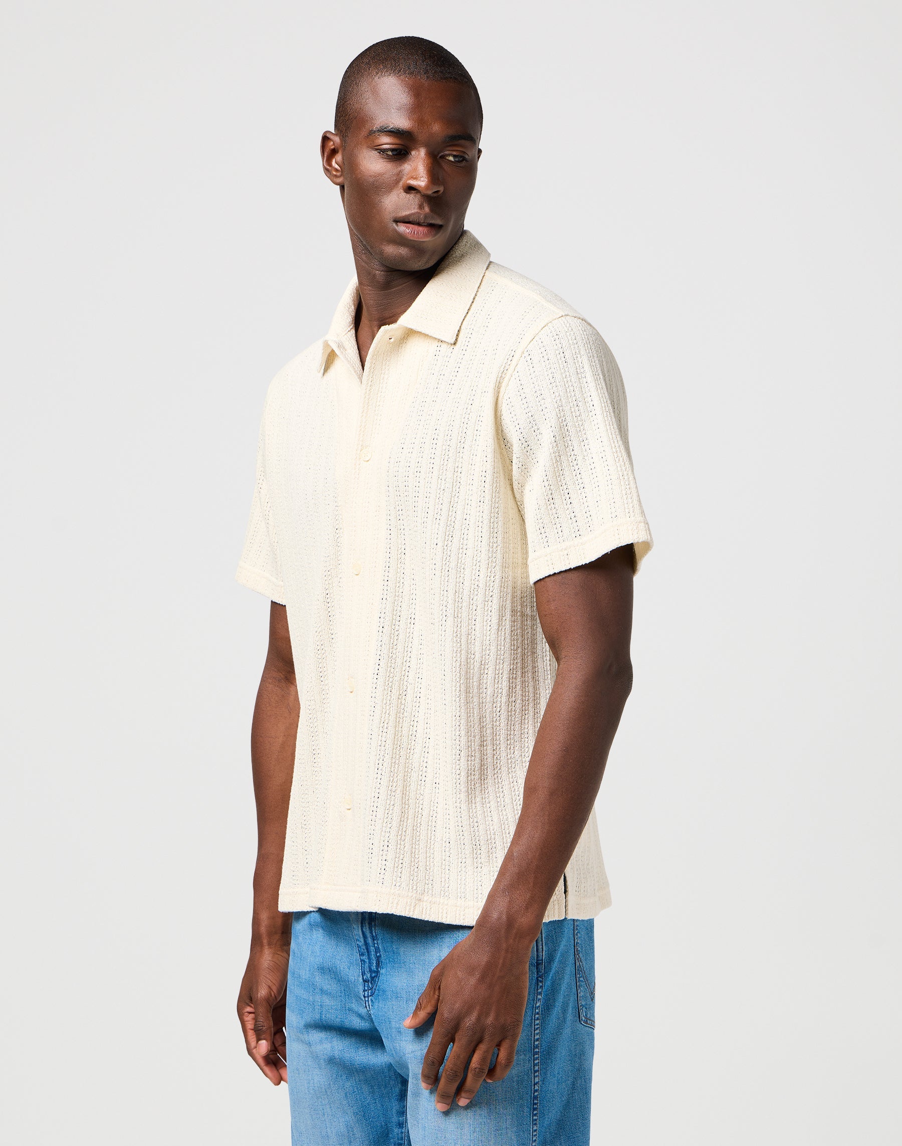 Ss Knit Shirt in Natural Chemises Wrangler