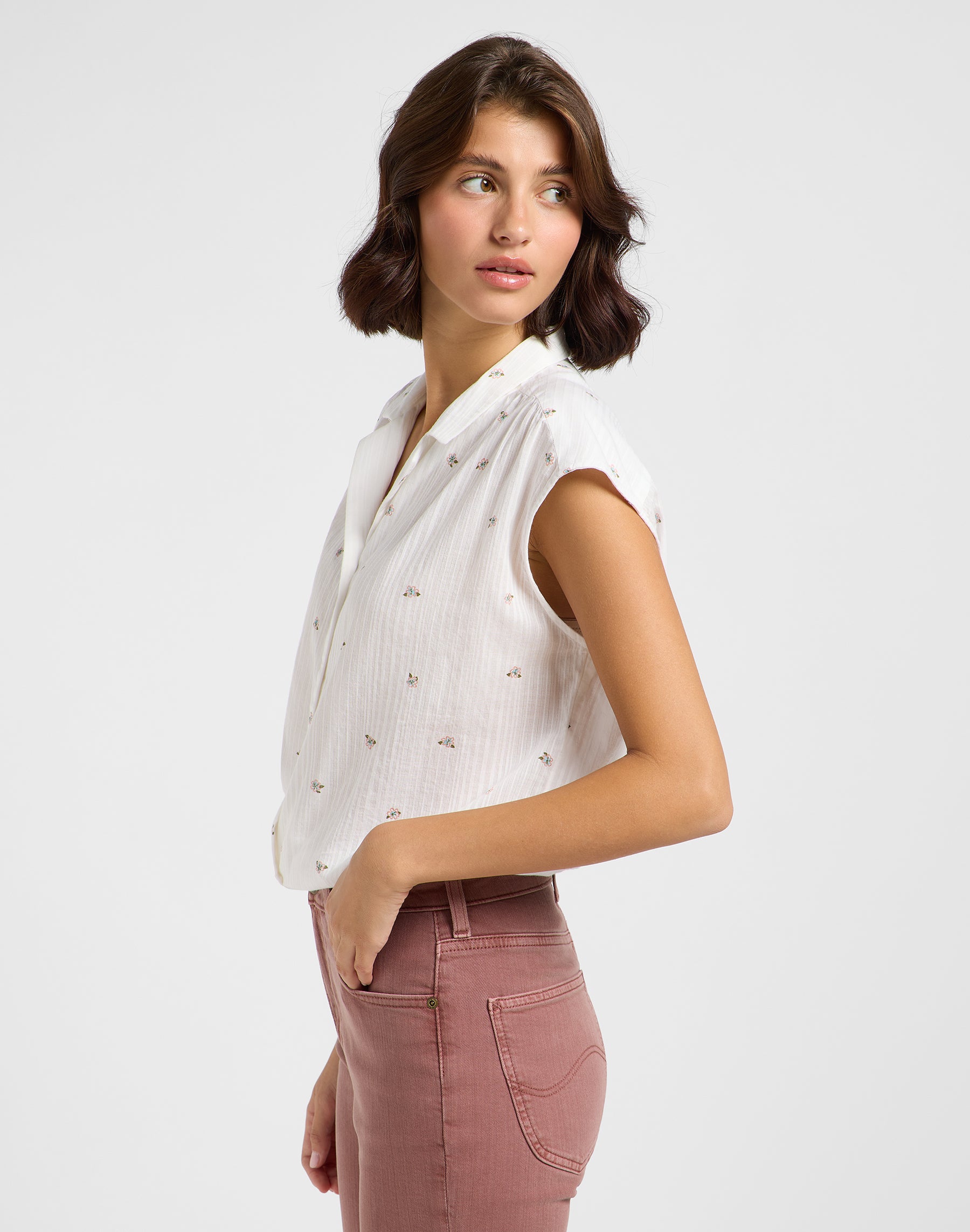 Cap Sleeve Shirt in Grove Floral Chemises Lee