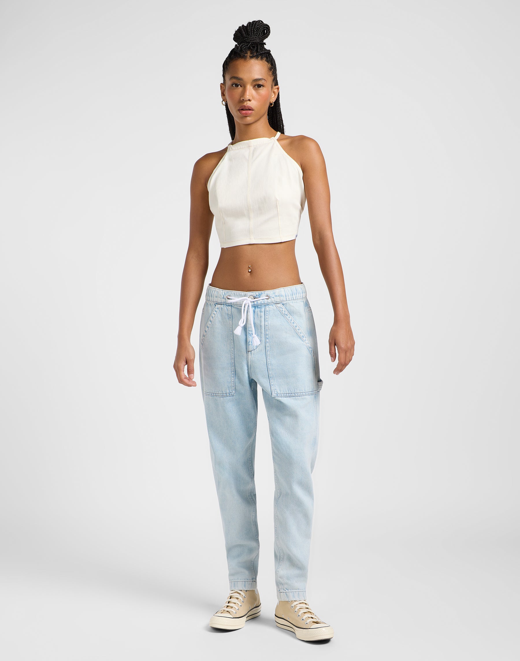 Drawstring Pull On en Bright Mist Jeans Lee