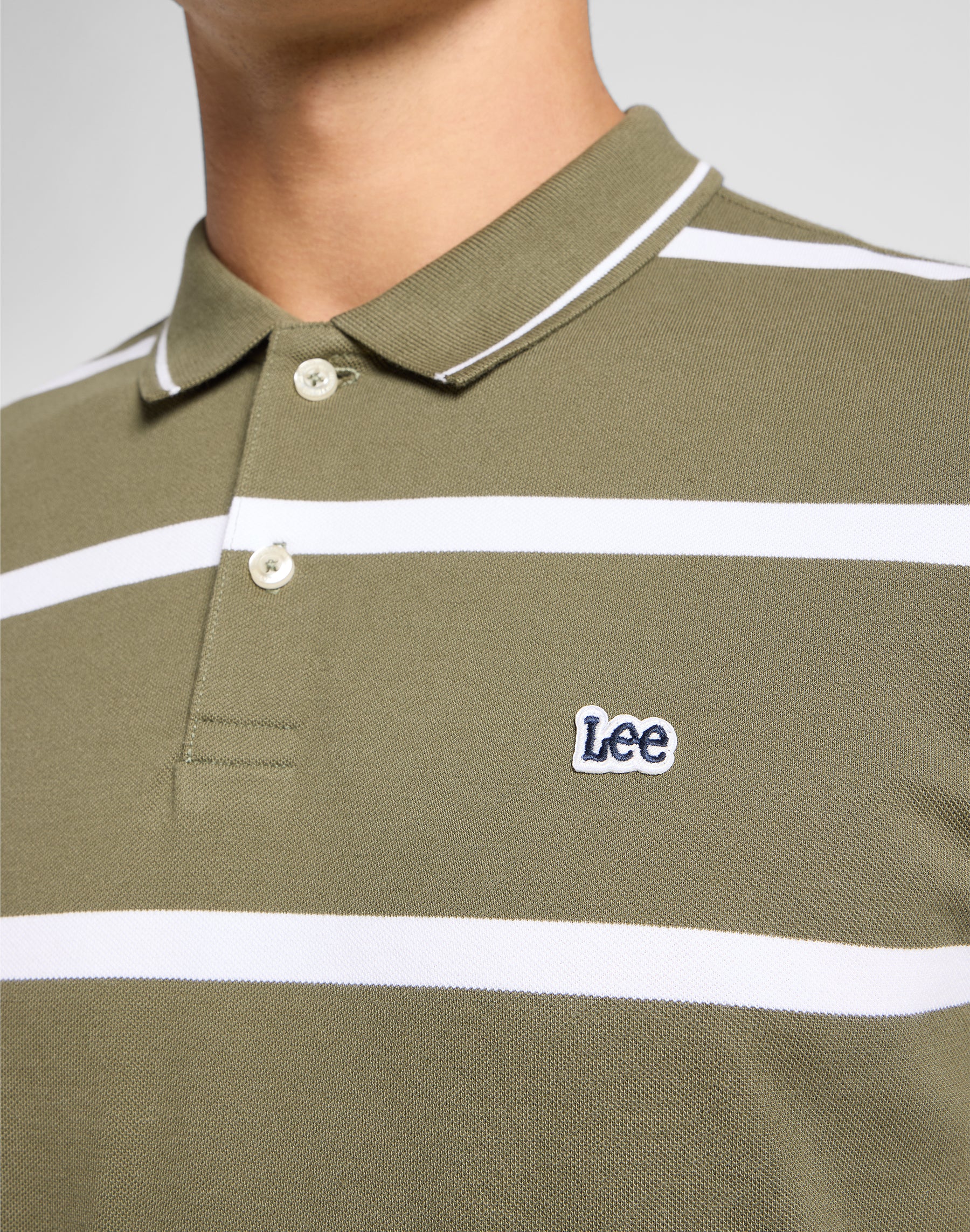 Polo piqué à rayures vert mercantile T-shirts Lee