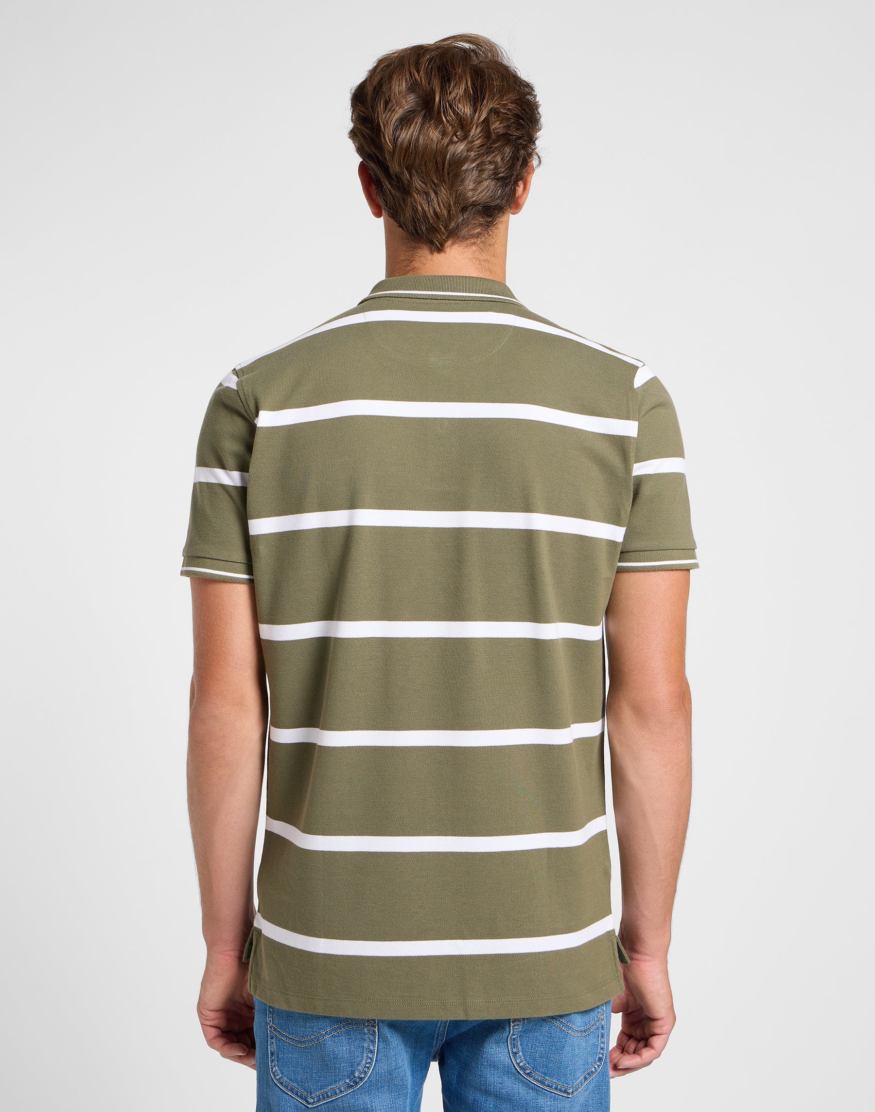 Polo piqué à rayures vert mercantile T-shirts Lee
