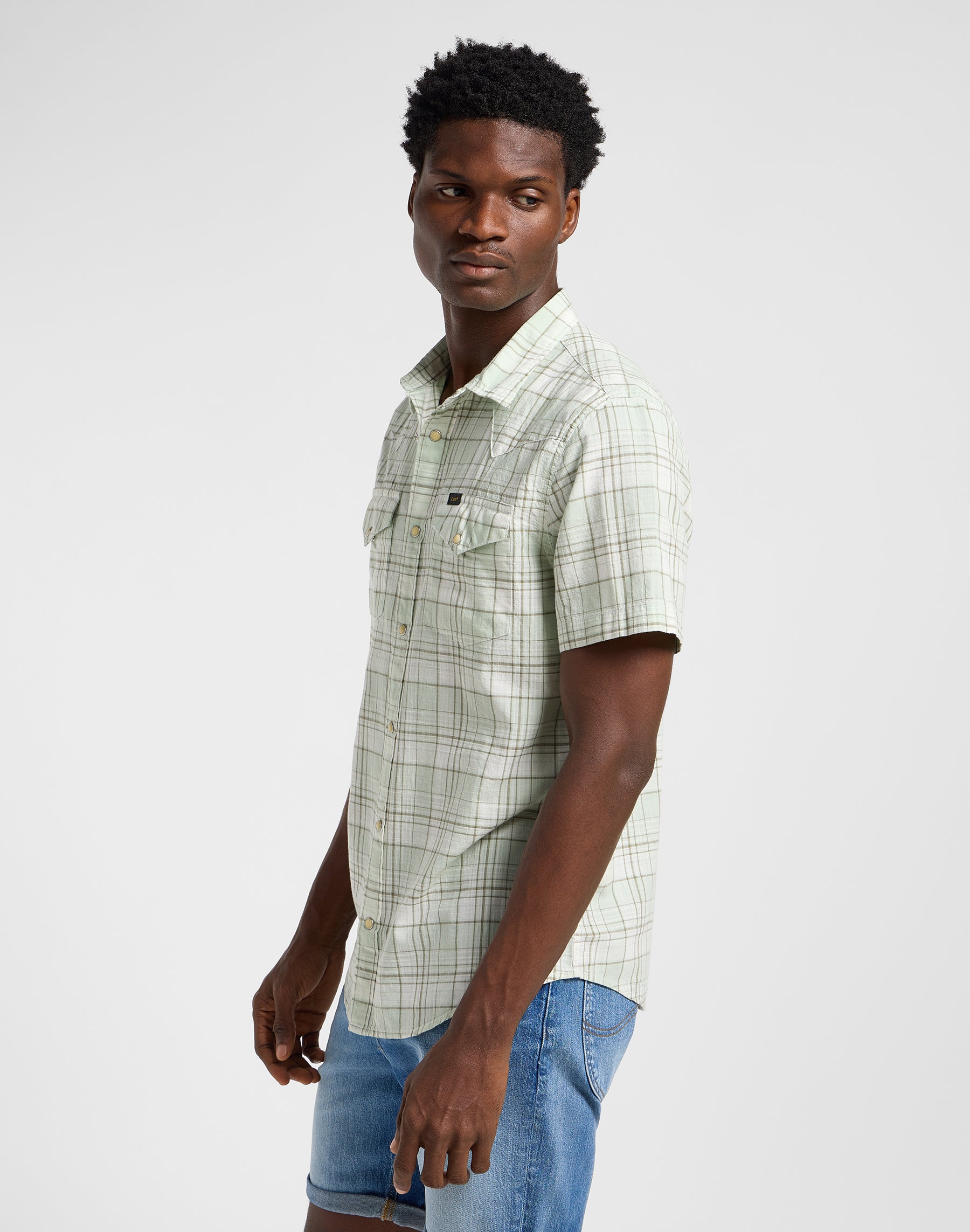 Ss Western Shirt in Mercantile Sage Ombre Chemises Lee