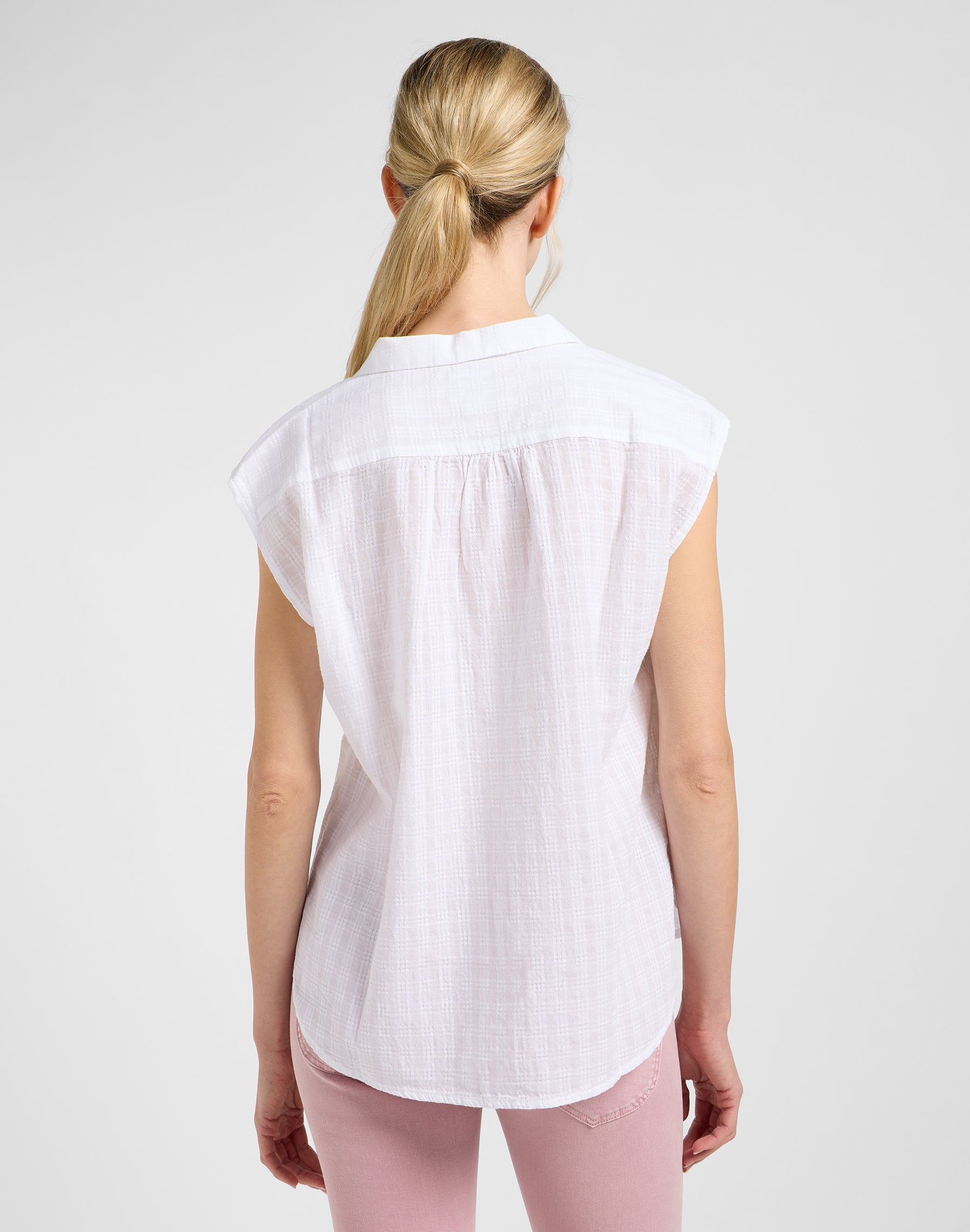Cap Sleeve Shirt in Bright White Chemises Lee