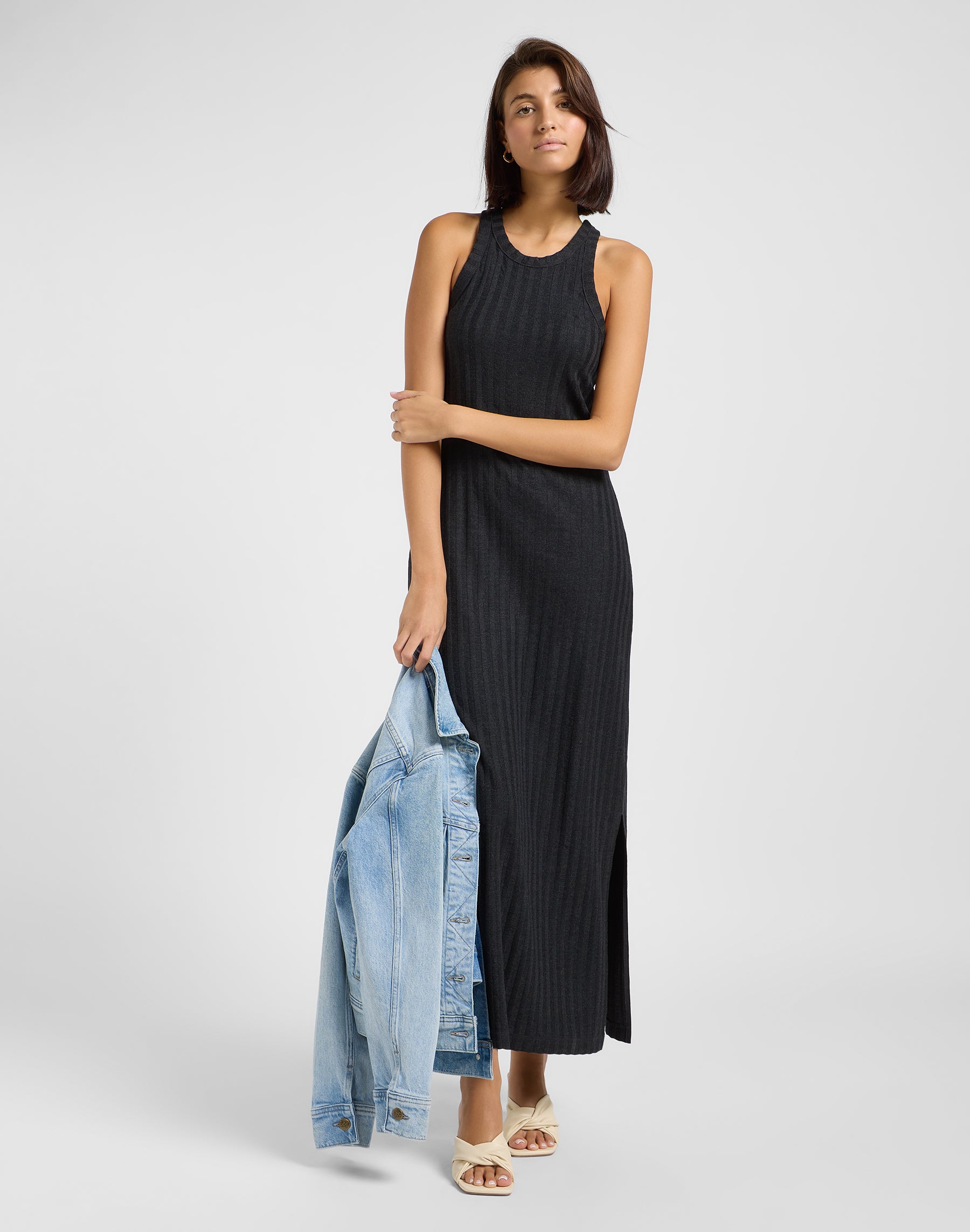 Rib Tank Dress in Black Robes Lee