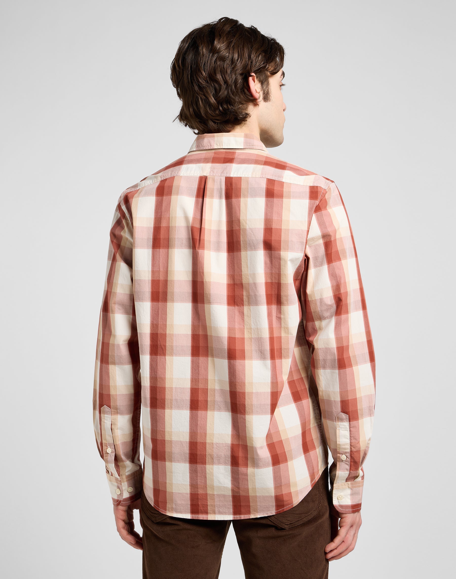 Lee Button Down in Red Clay Plaid Chemises Lee