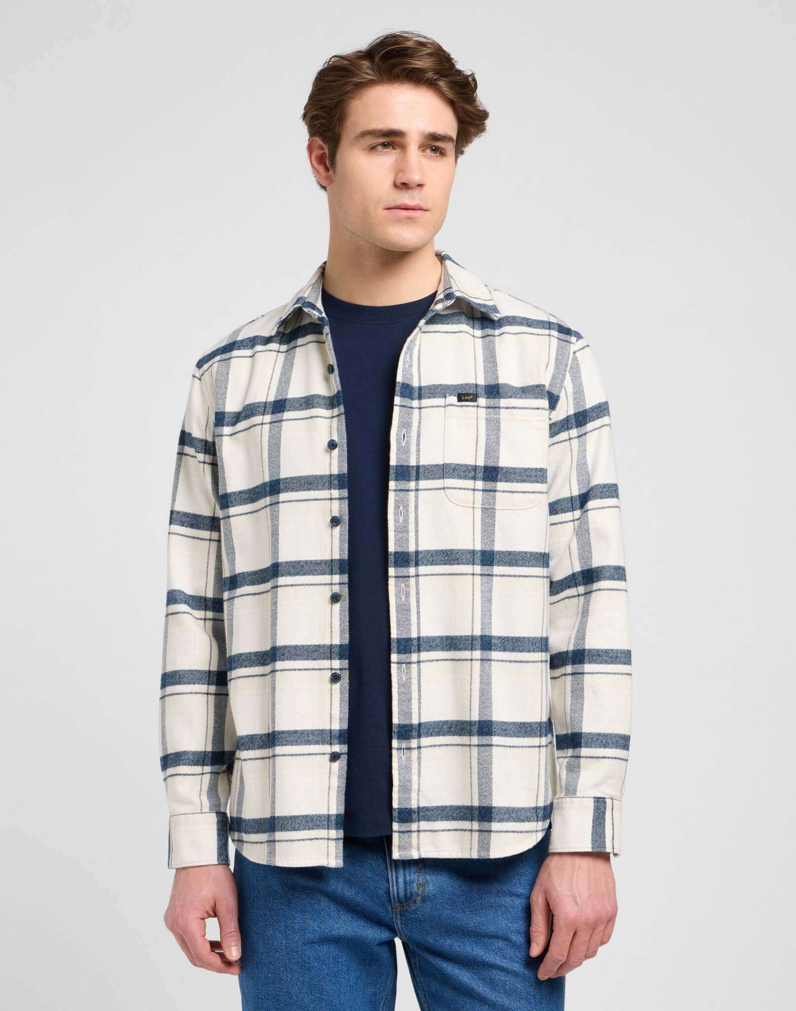 Chemise Mercantile en écru vintage Jaspe Plaid Chemises Lee