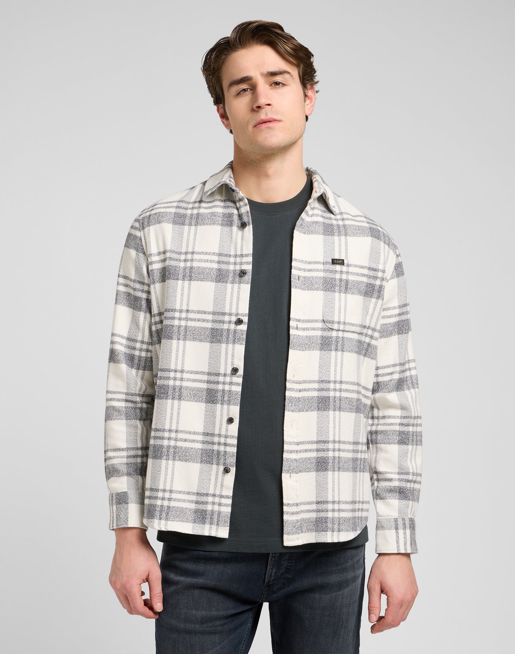 Chemise Mercantile in Painter Gray Jaspe Plaid Chemises Lee