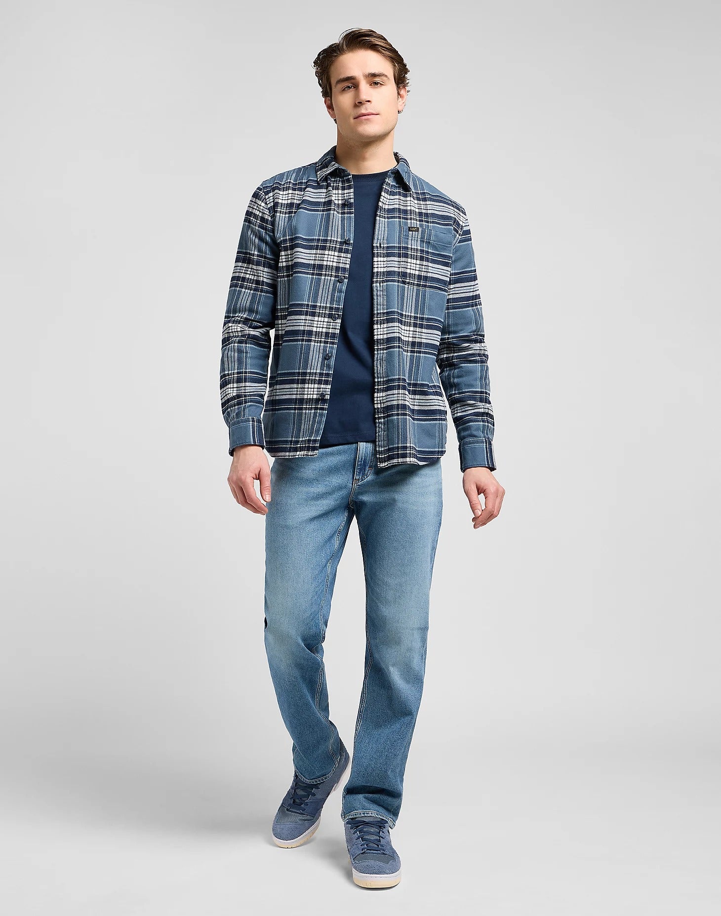 Chemise Mercantile en plaid bleu vintage