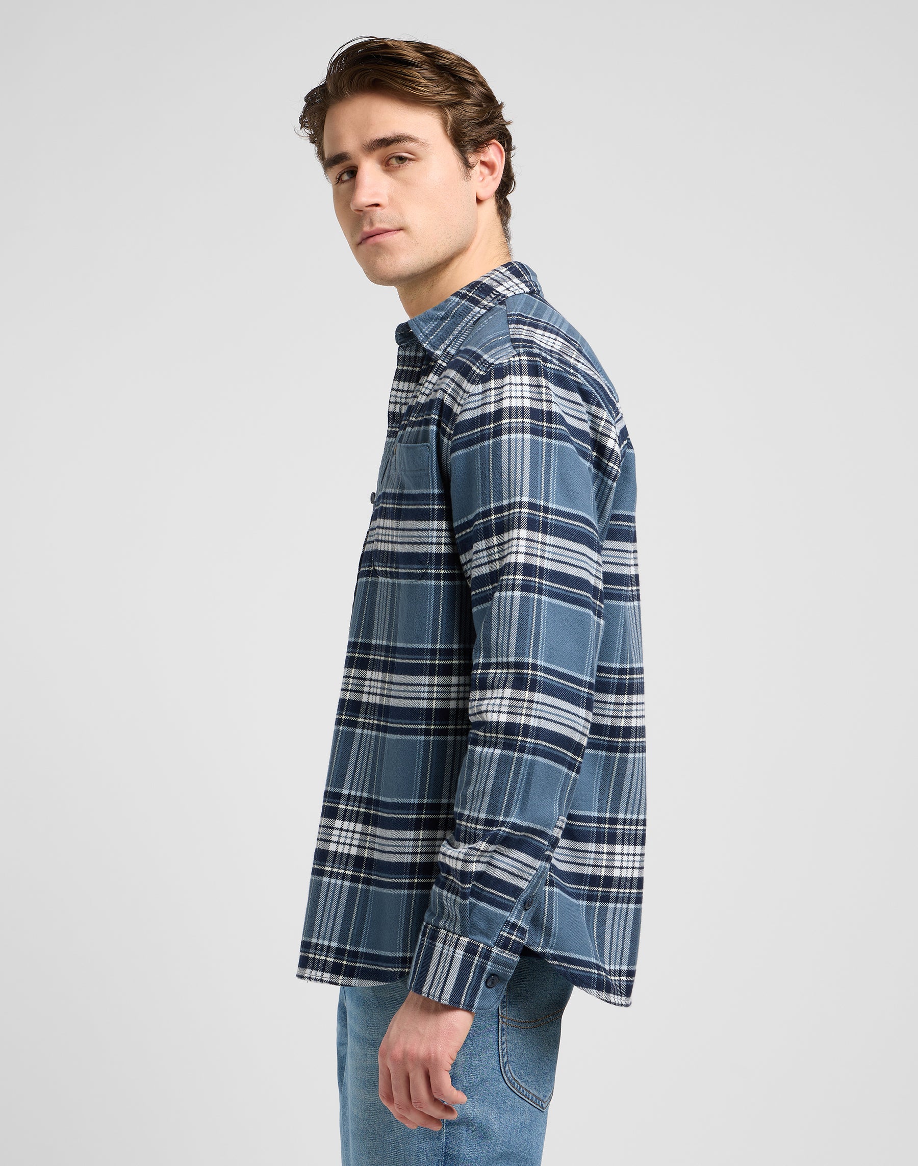 Chemise Mercantile en plaid bleu vintage
