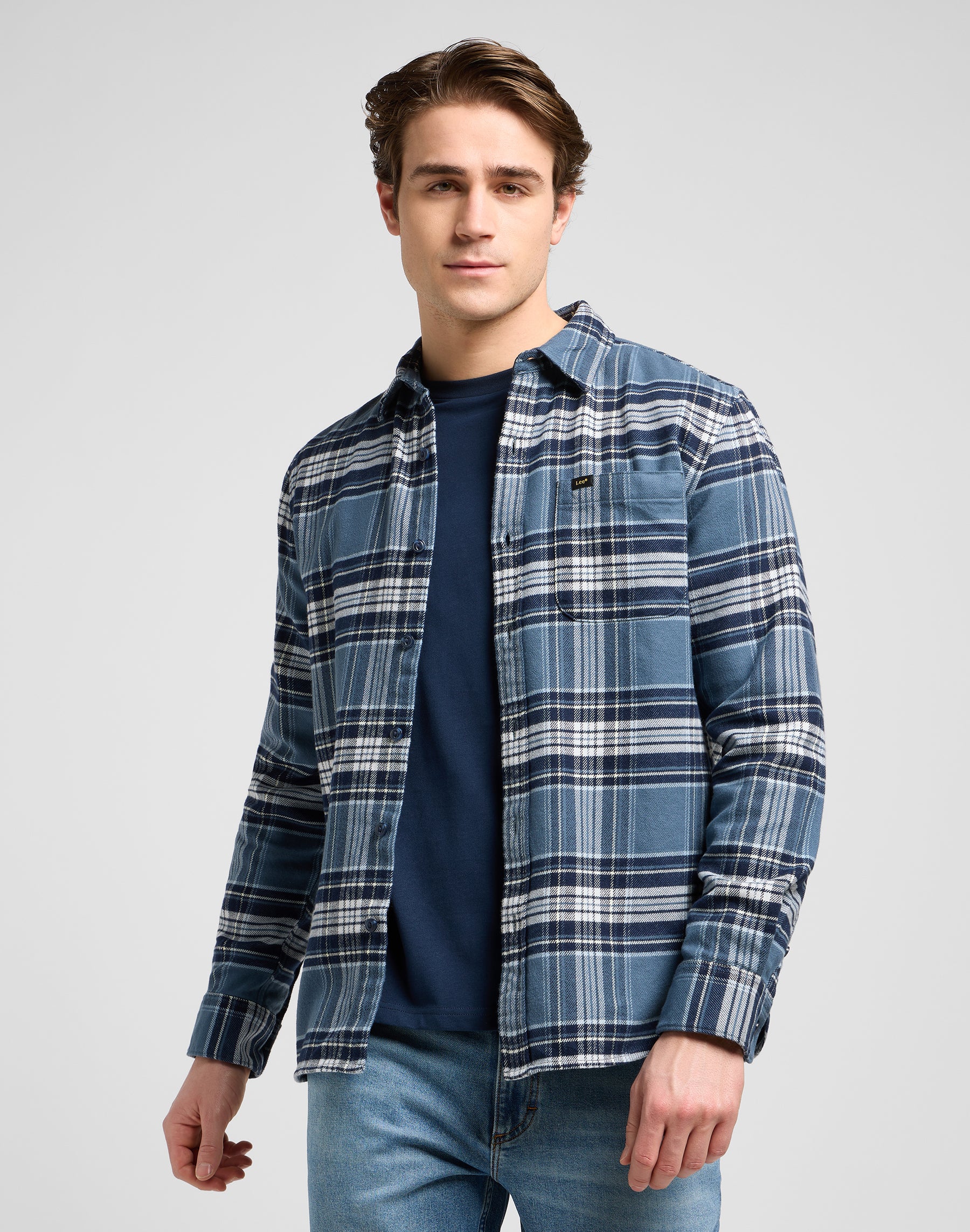 Chemise Mercantile en plaid bleu vintage
