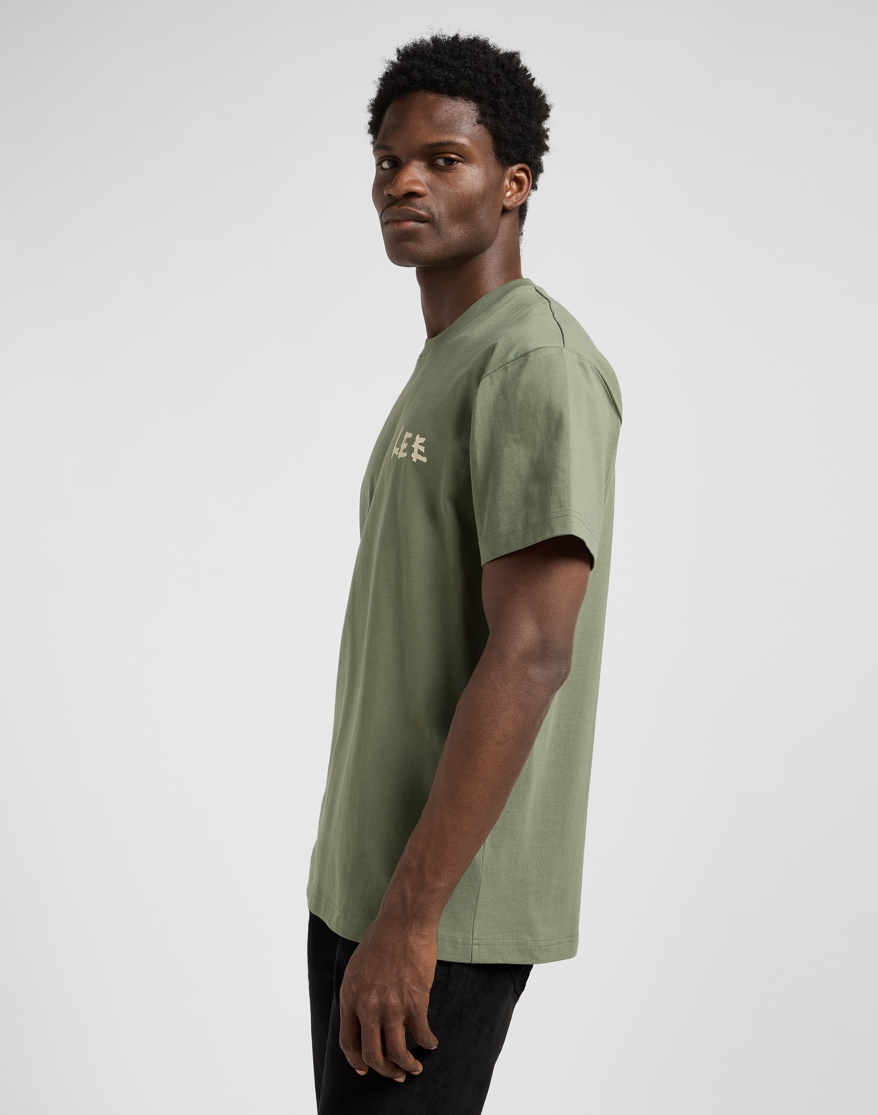 Elevated Ess Logo Tee in Olive Stone T-shirts Lee