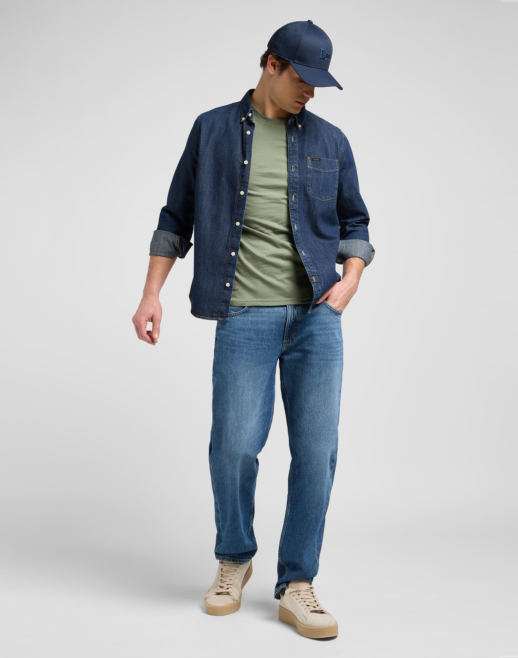 Lee Button Down in Mid Stone 2 Chemises Lee