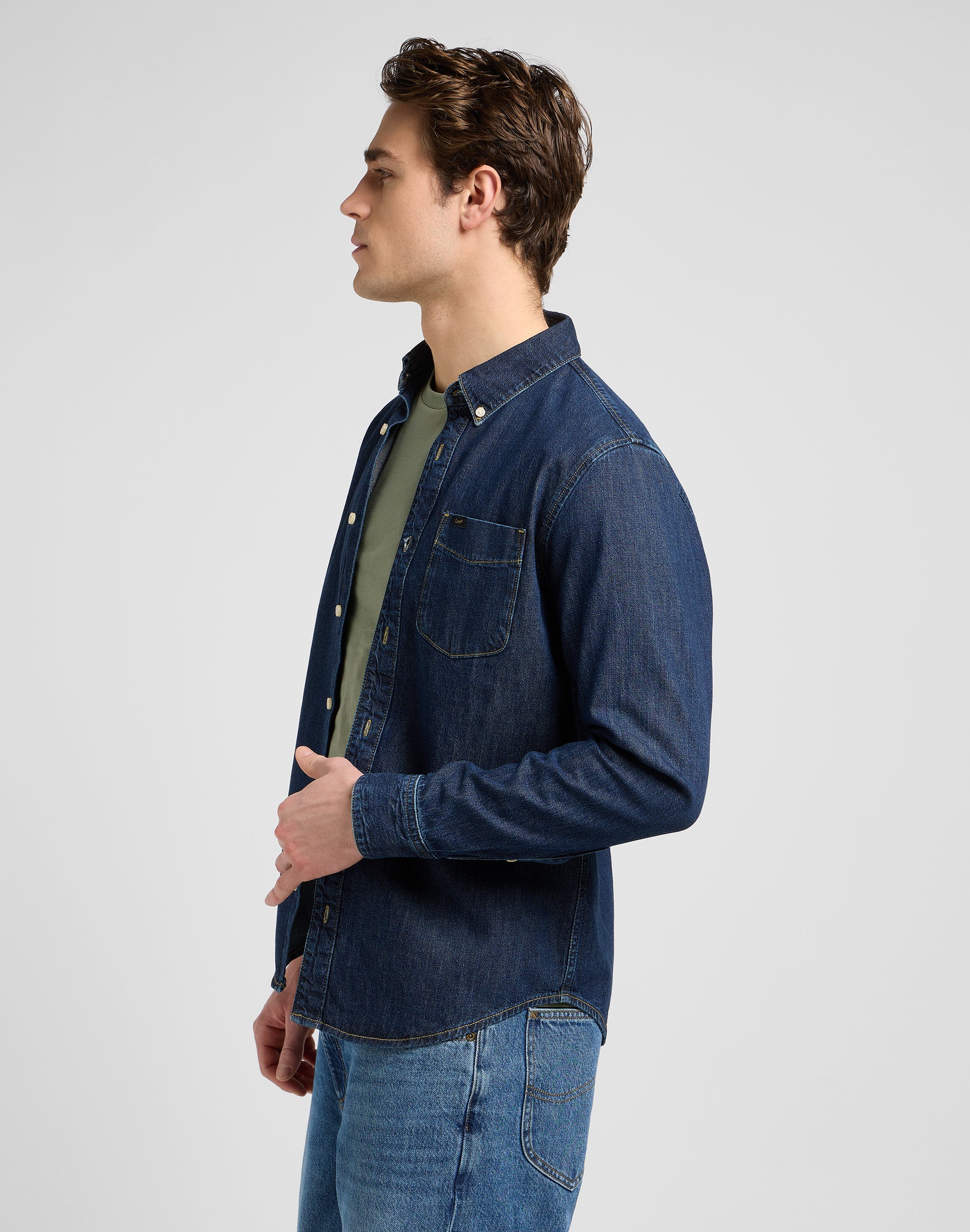 Lee Button Down in Mid Stone 2 Chemises Lee
