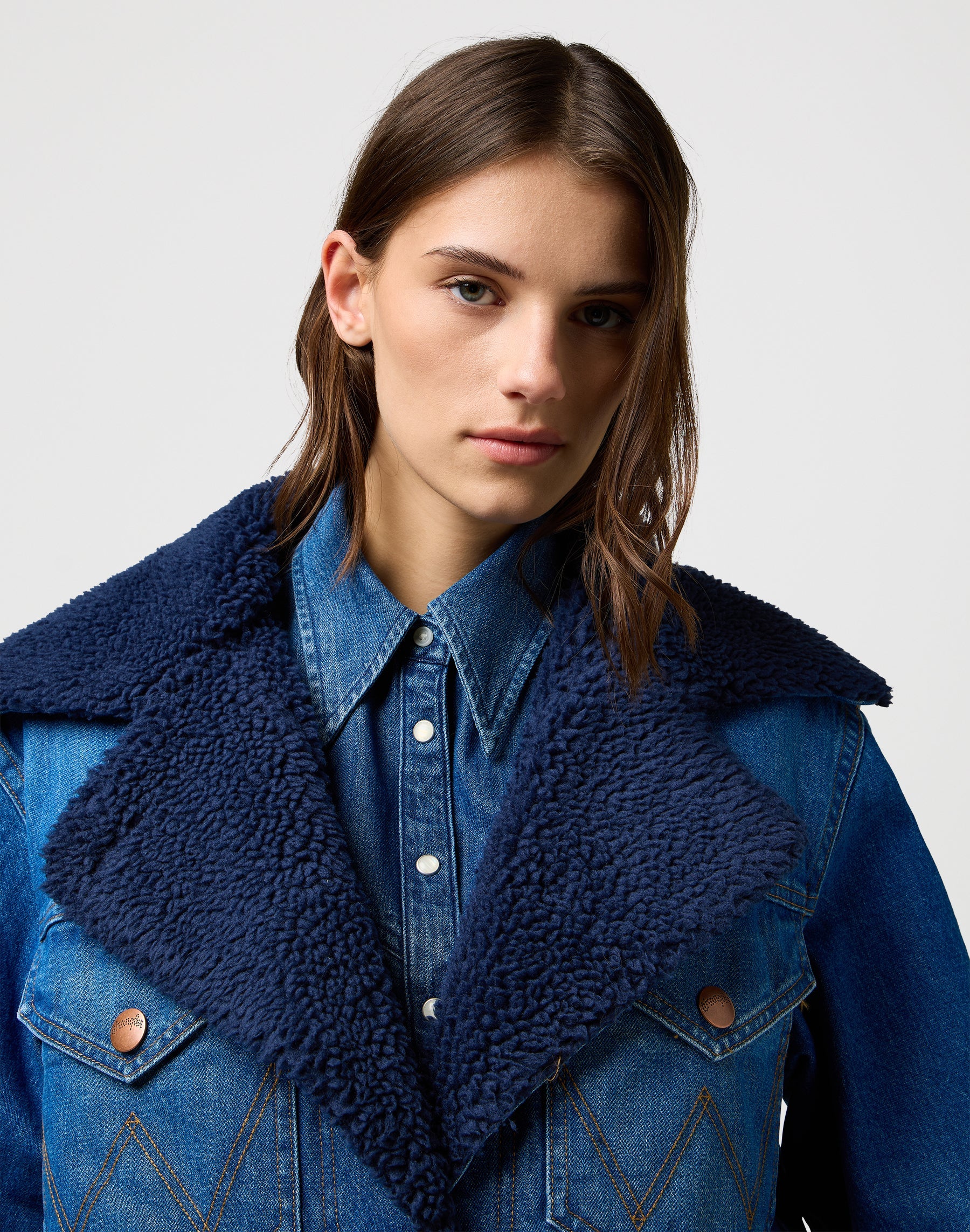 Wrange Coat in Sparkle Blue Vestes Wrangler