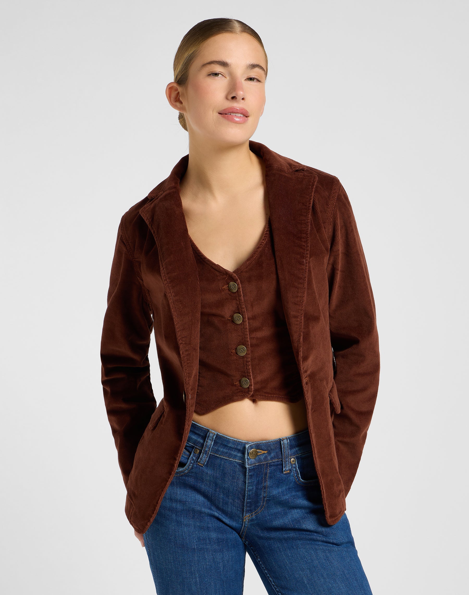 Structured Blazer in Luxe Brown Vestes Lee