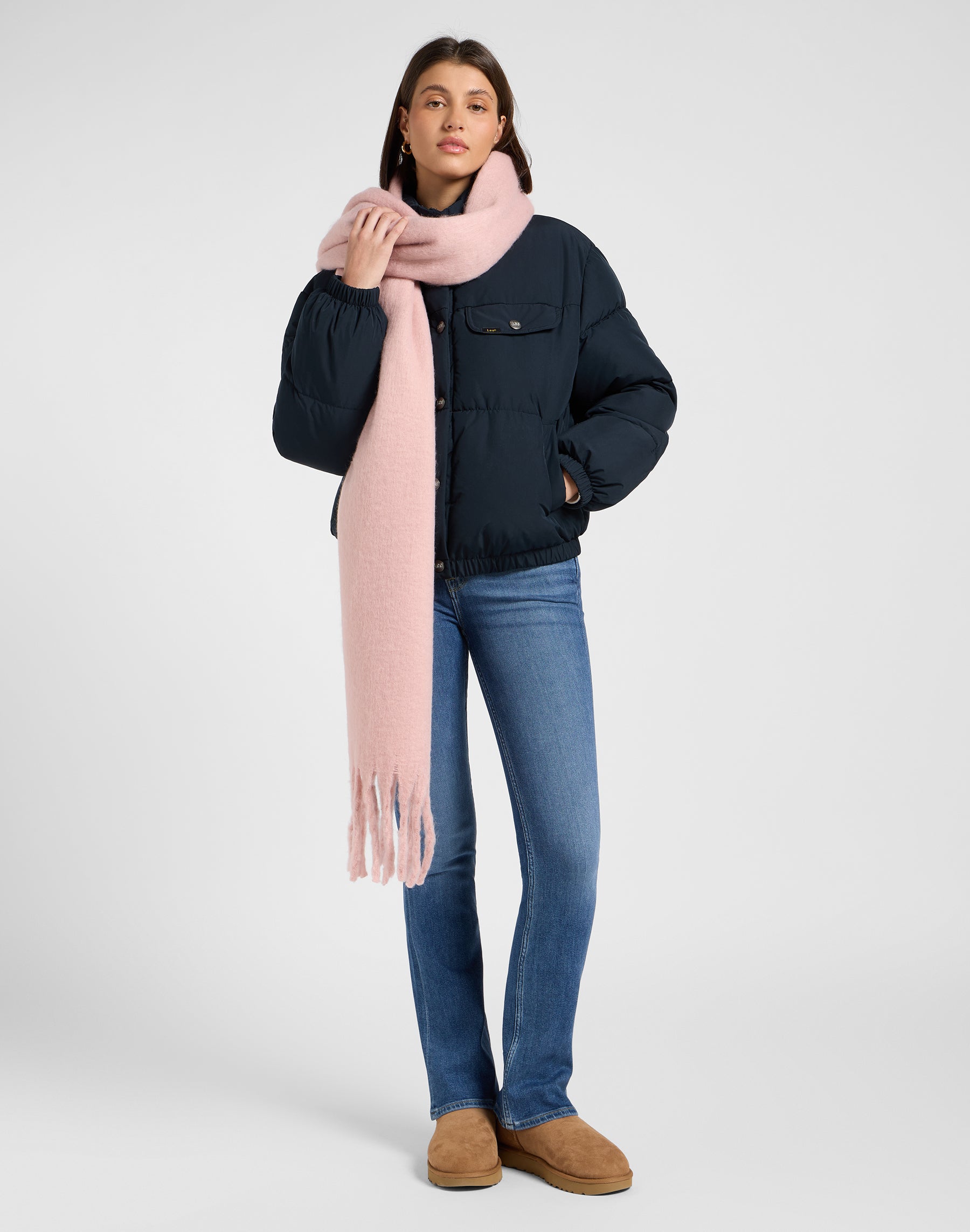 Rider Puffer Jacket in Black Vestes Lee