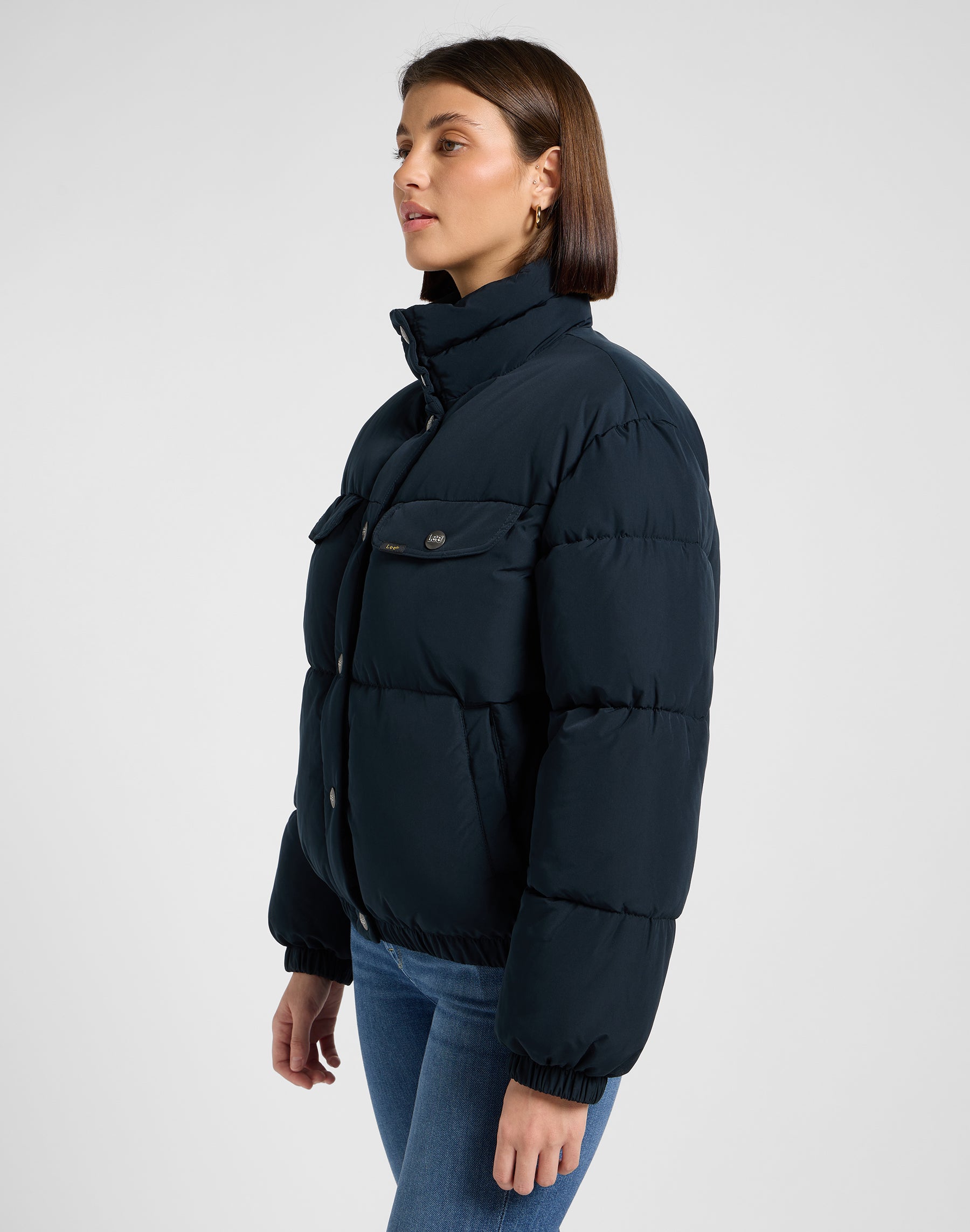 Rider Puffer Jacket in Black Vestes Lee
