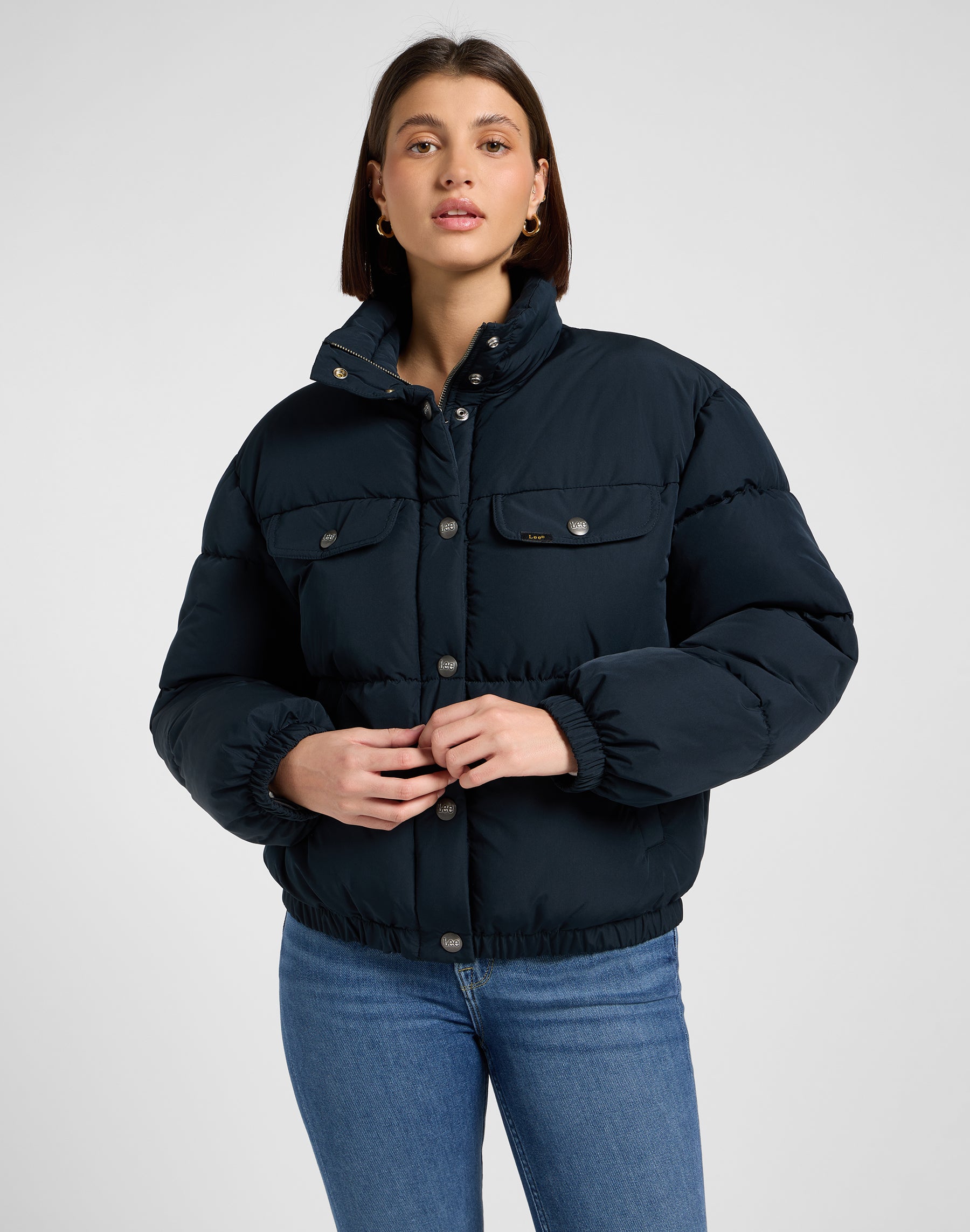 Rider Puffer Jacket in Black Vestes Lee