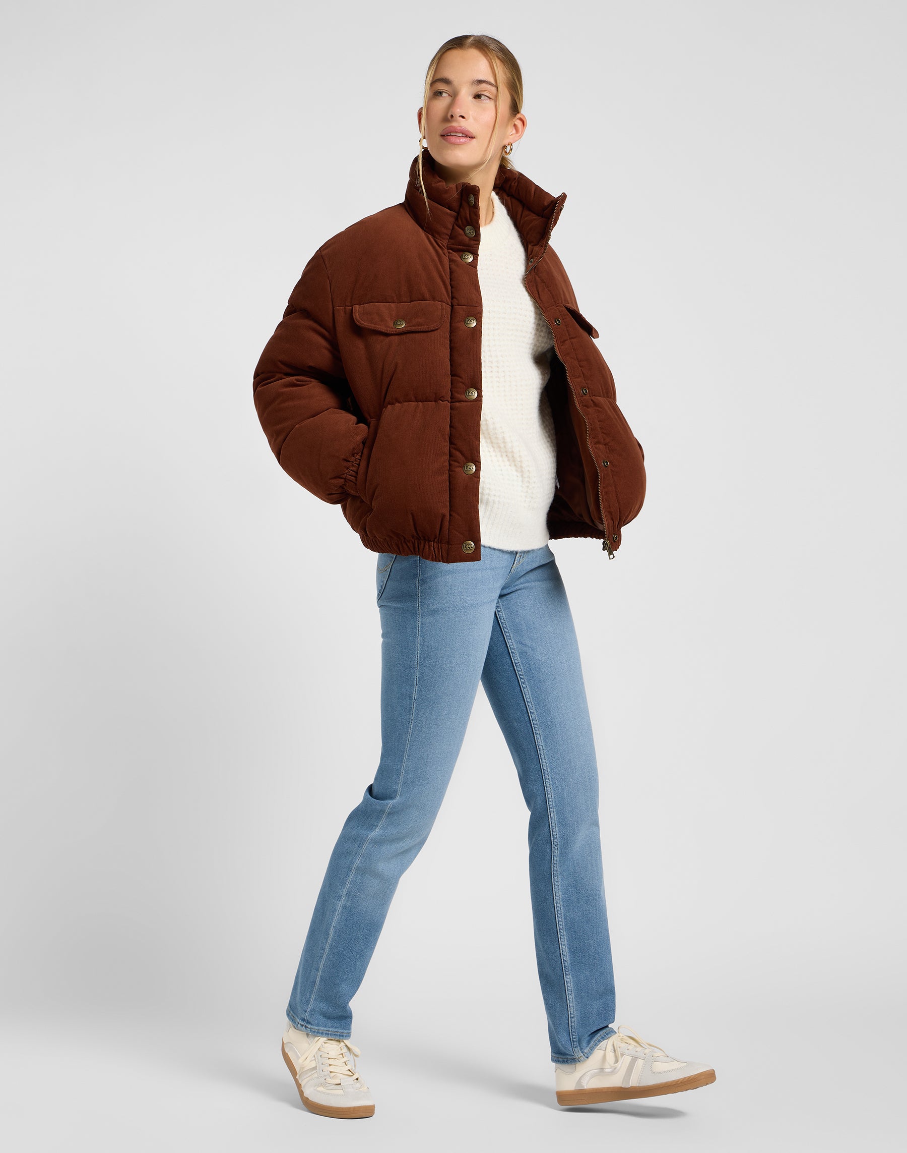 Rider Puffer Jacket in Luxe Brown Vestes Lee