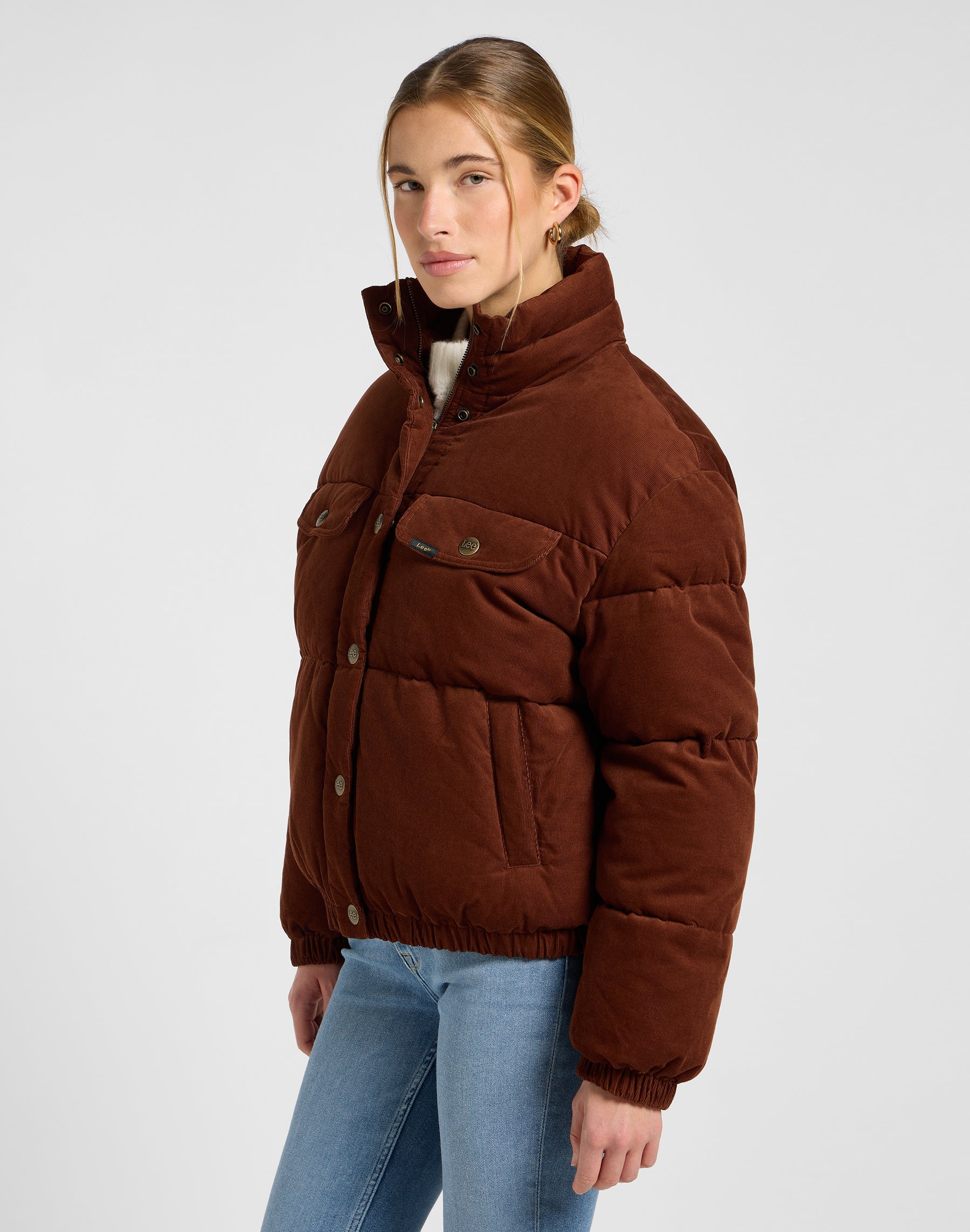 Rider Puffer Jacket in Luxe Brown Vestes Lee