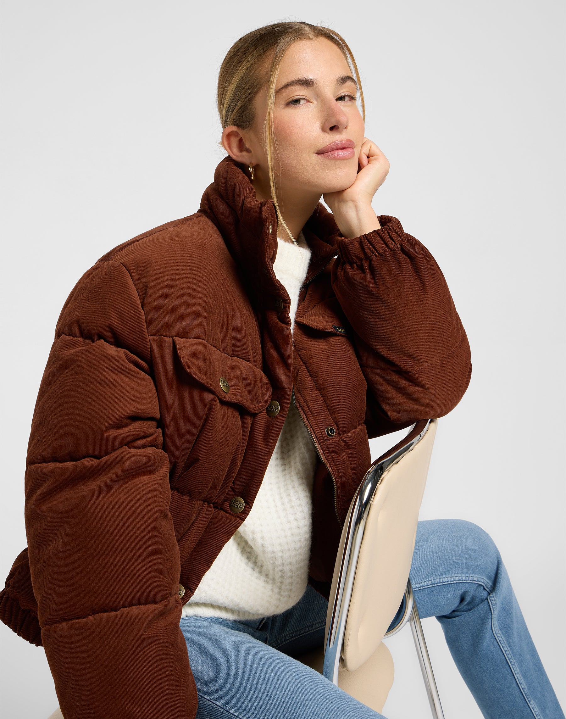 Rider Puffer Jacket in Luxe Brown Vestes Lee