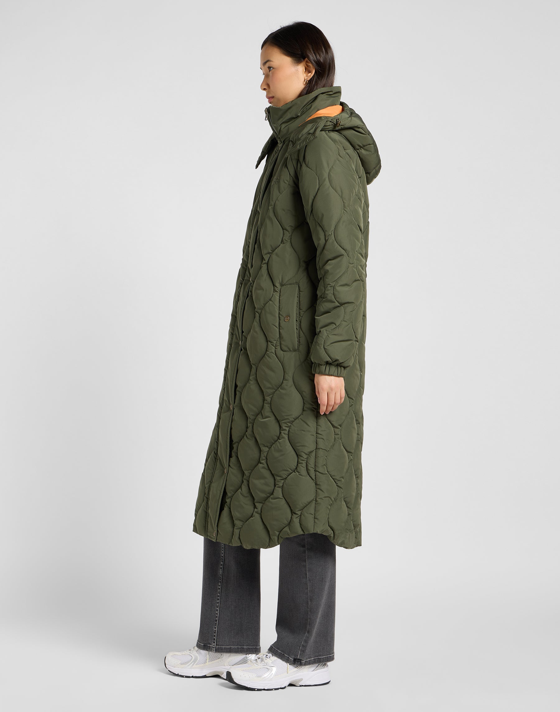Long Puffer in Oak Moss Vestes Lee