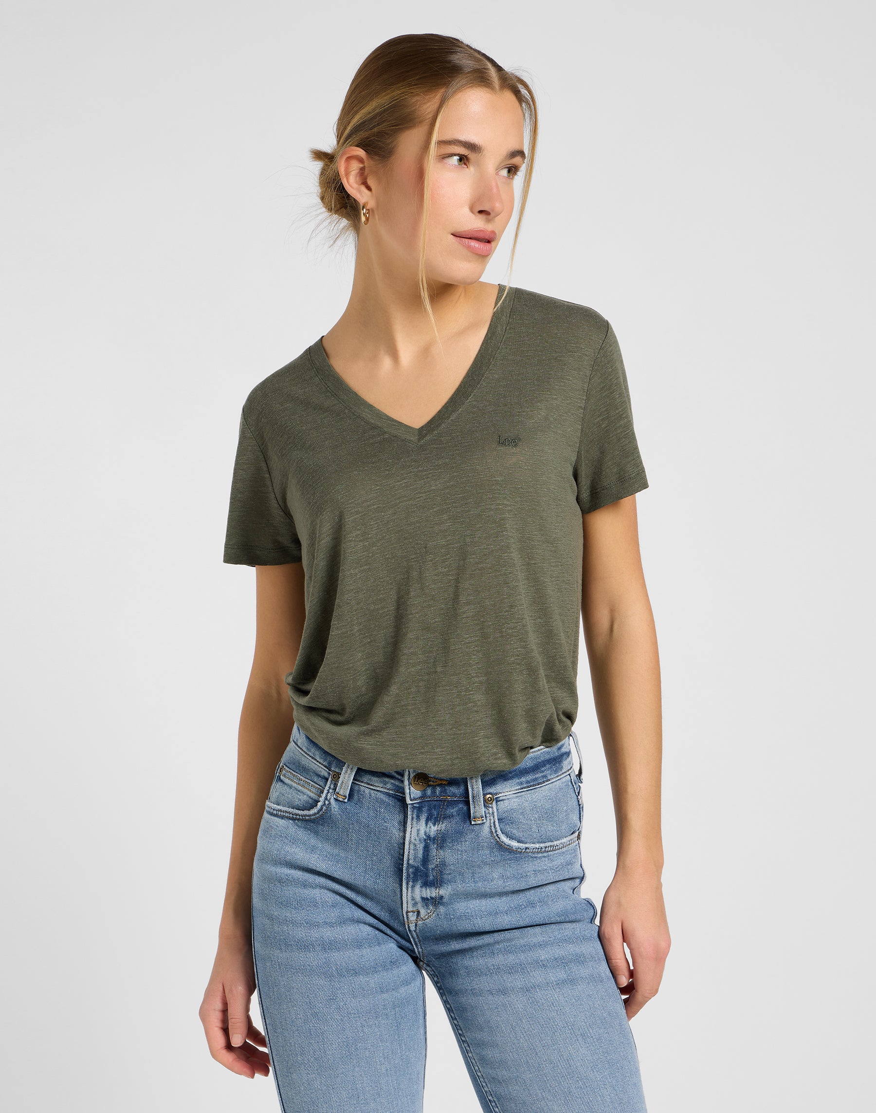 Tee-shirt col en V Oak Moss T-shirts Lee