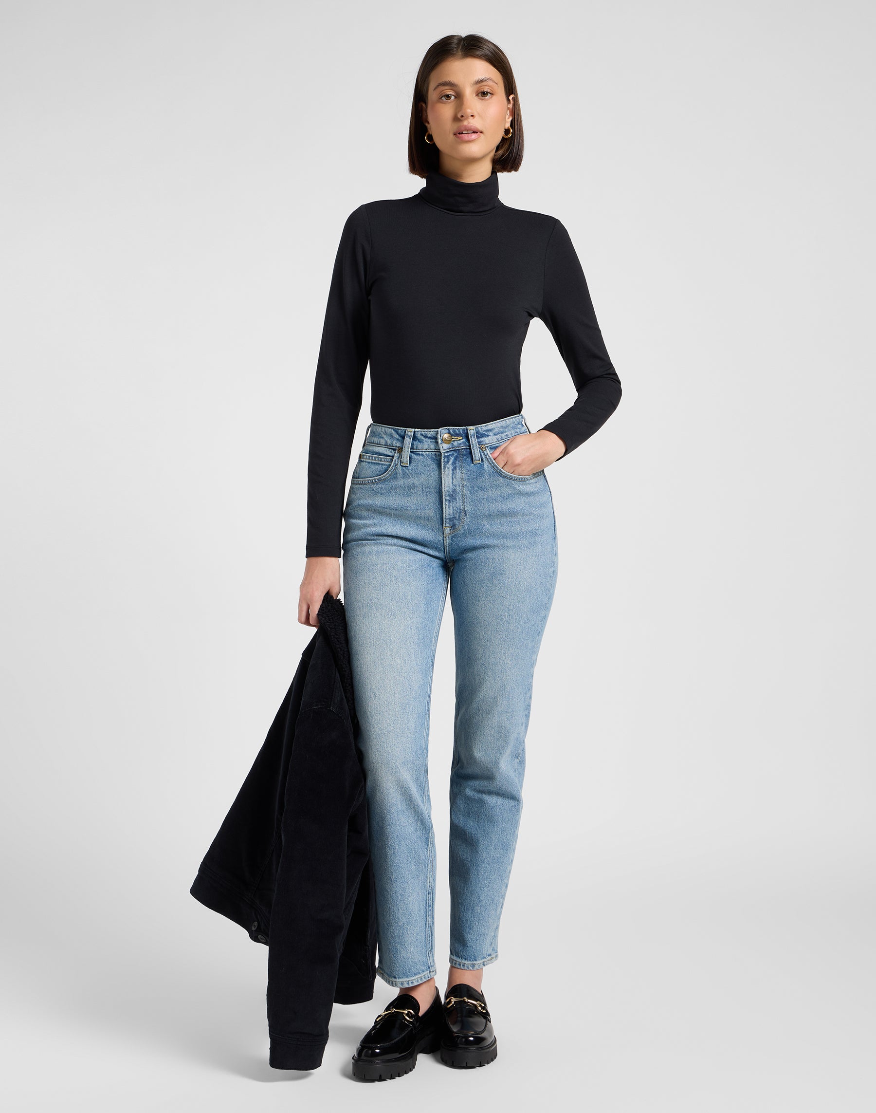Ls Turtle Neck in Unionall Black T-shirts Lee