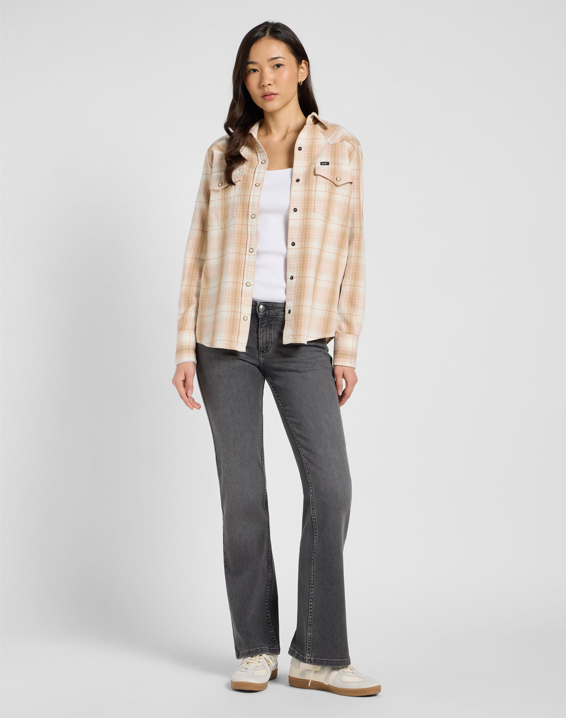 Chemise Western régulière à carreaux Kaki Chemises Lee