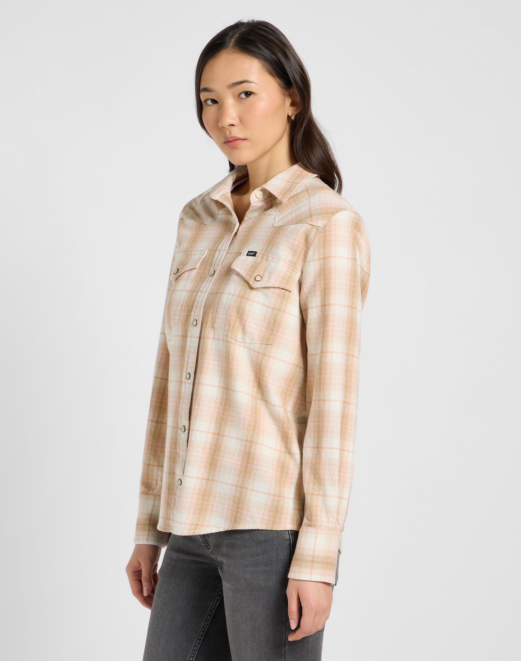 Chemise Western régulière à carreaux Kaki Chemises Lee