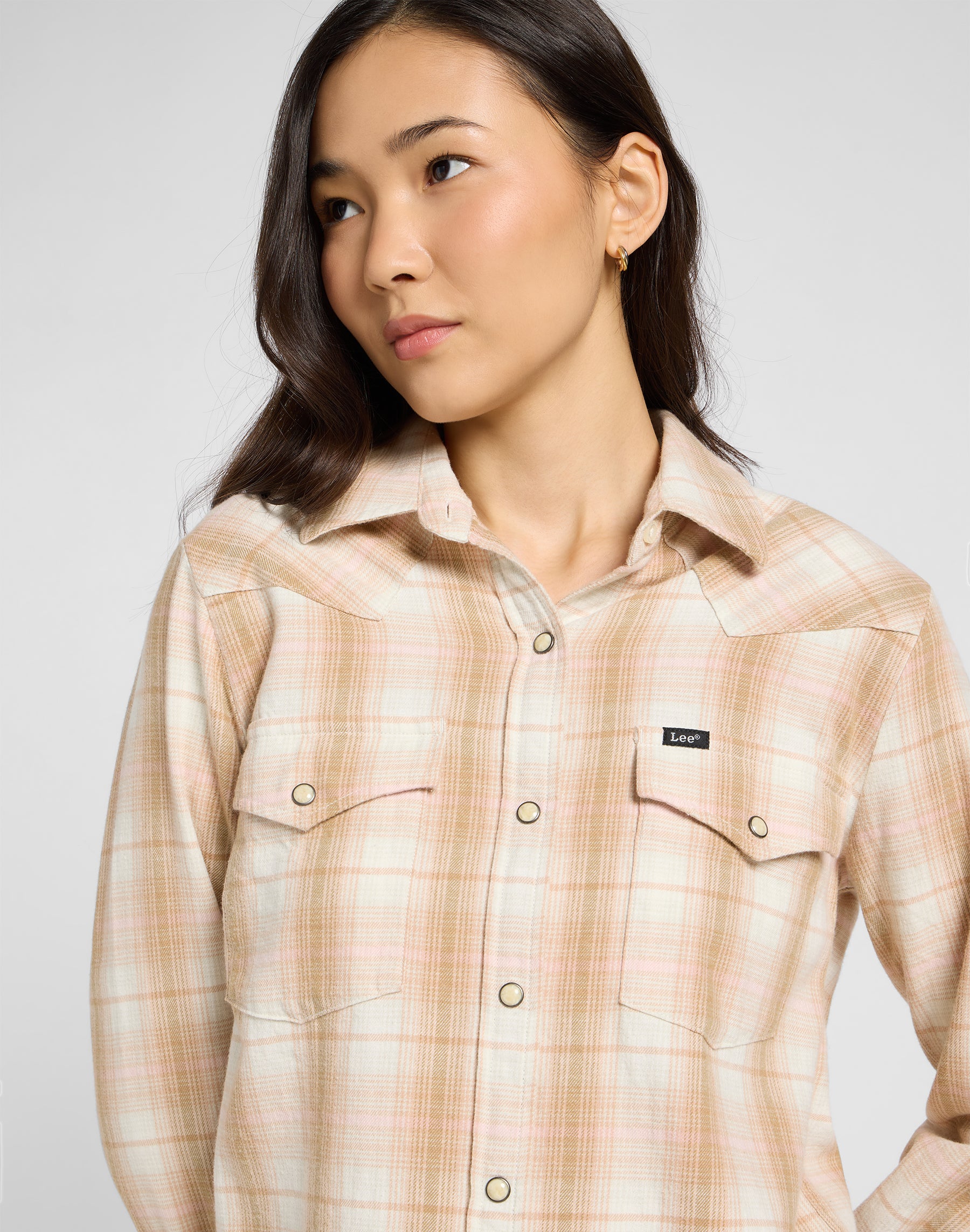 Chemise Western régulière à carreaux Kaki Chemises Lee
